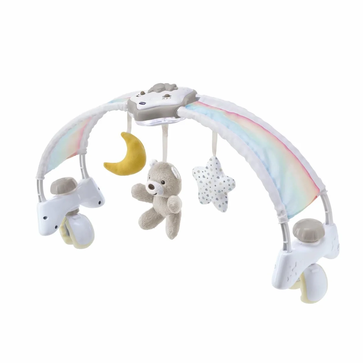 Chicco Panel na Łóżeczko Rainbow Sky 2w1 Kompatybilny z Next2Me, Panel Rainbow Sky Baby i Lampka Nocna dla Dzieci z Ralaksacyjną Muzyką - Zabawki dla Niemowląt 0 m+, Neutral