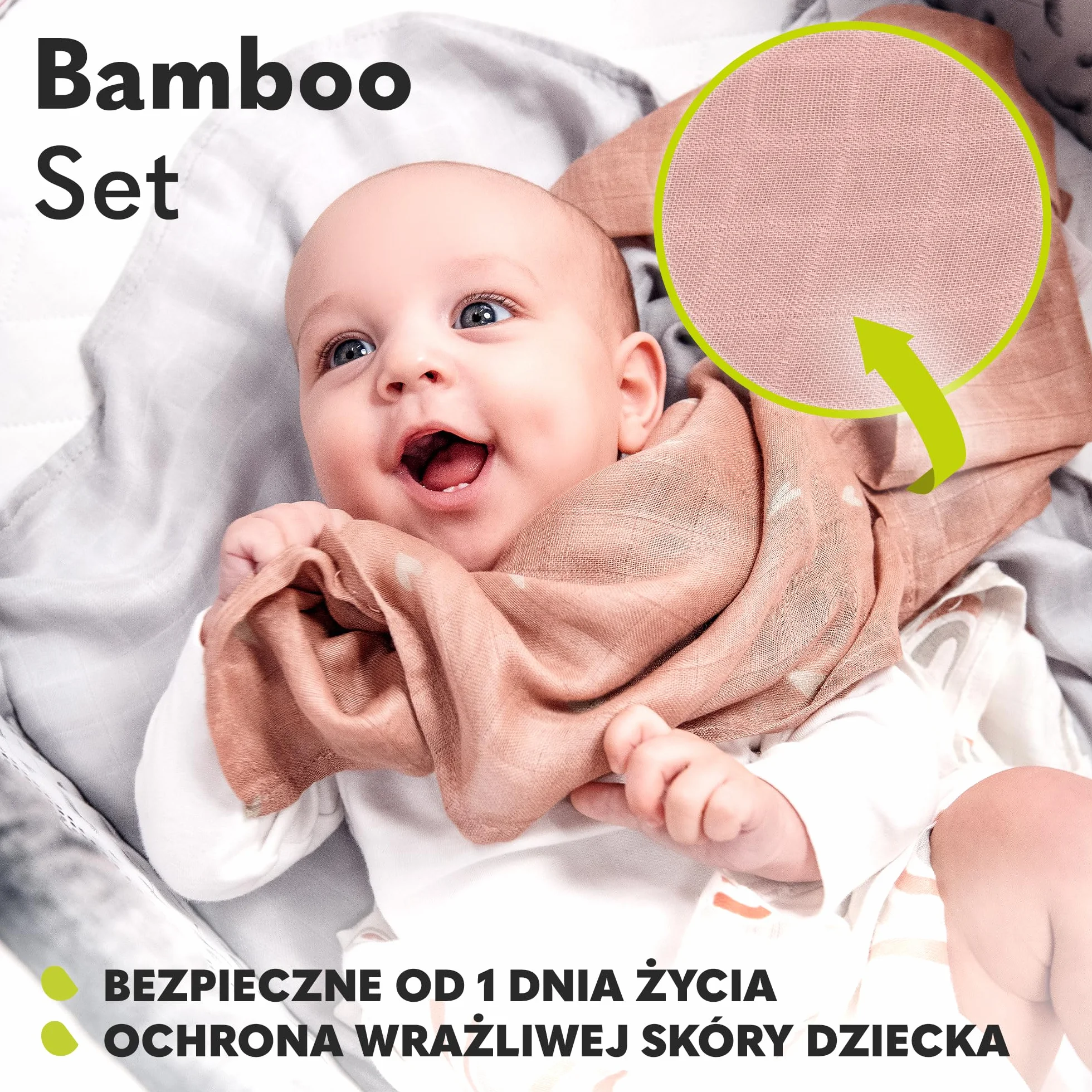 LIONELO Bamboo Set 3szt naturalne pieluszki bambusowe 70x70 od 1 dnia życia, antybakteryjne, przeciwgrzybiczne, hipoalergiczne, delikatny, miękki, kocyk, podkład do przewijania