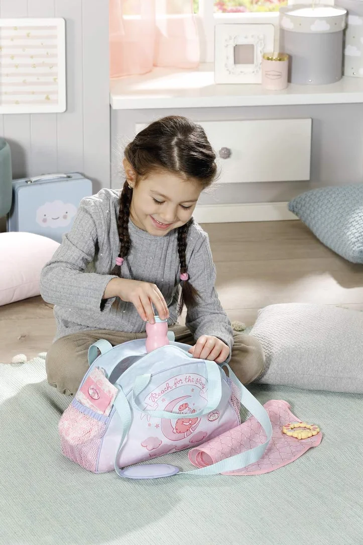 Zapf Creation Baby Annabell Changing Bag for 43 cm Doll - Easy for Small Hands, Creative Play Promotes Empathy & Social Skills, For Toddlers 3 years & Up - Includes Changing Mat, Powder Pot & More