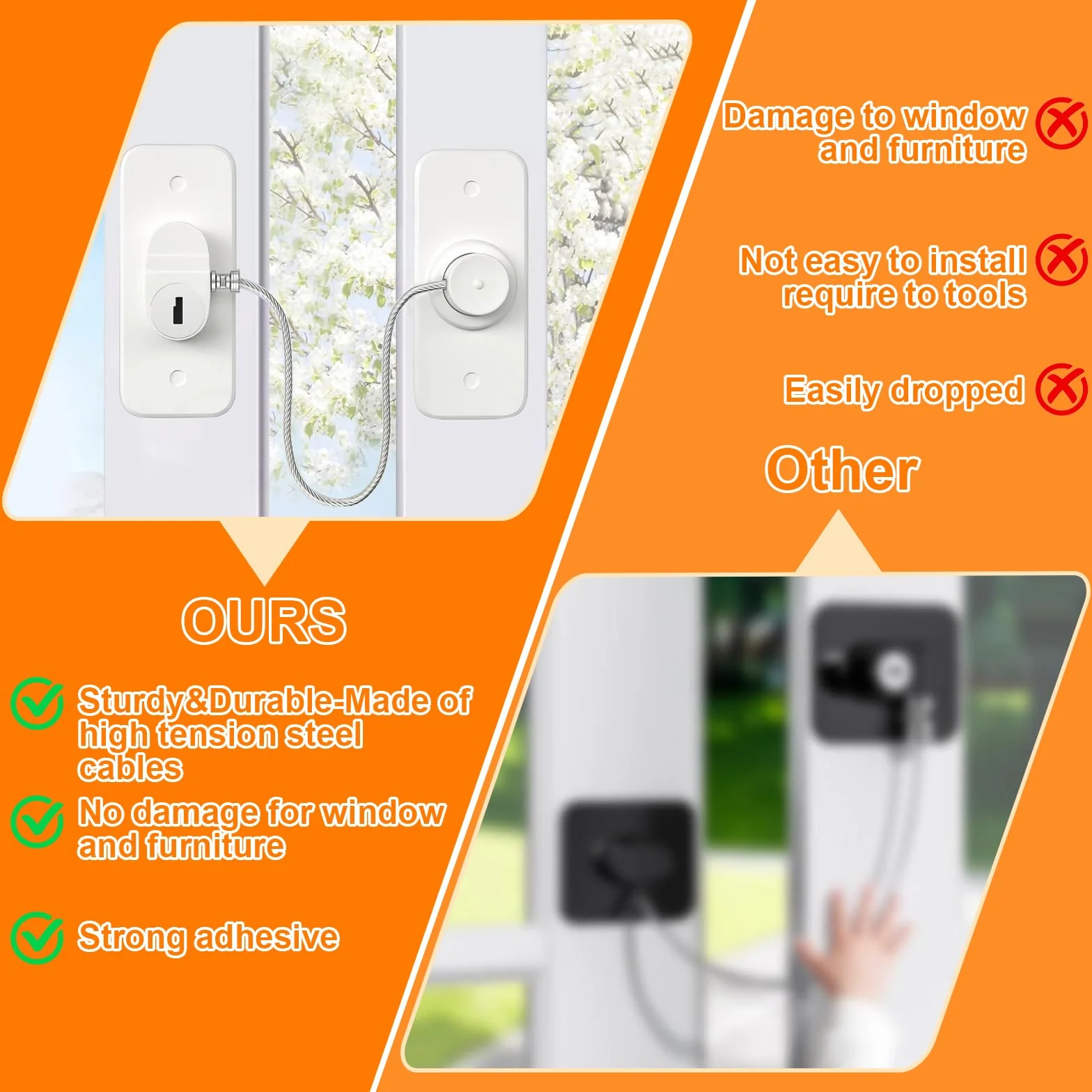 2-pak zamków bezpieczeństwa do okien UPVC, zamki do lodówki dla zwierząt domowych zabezpieczających przed dziećmi, zabezpieczające przed dziećmi, samoprzylepne zabezpieczenie drutu ze śrubą i