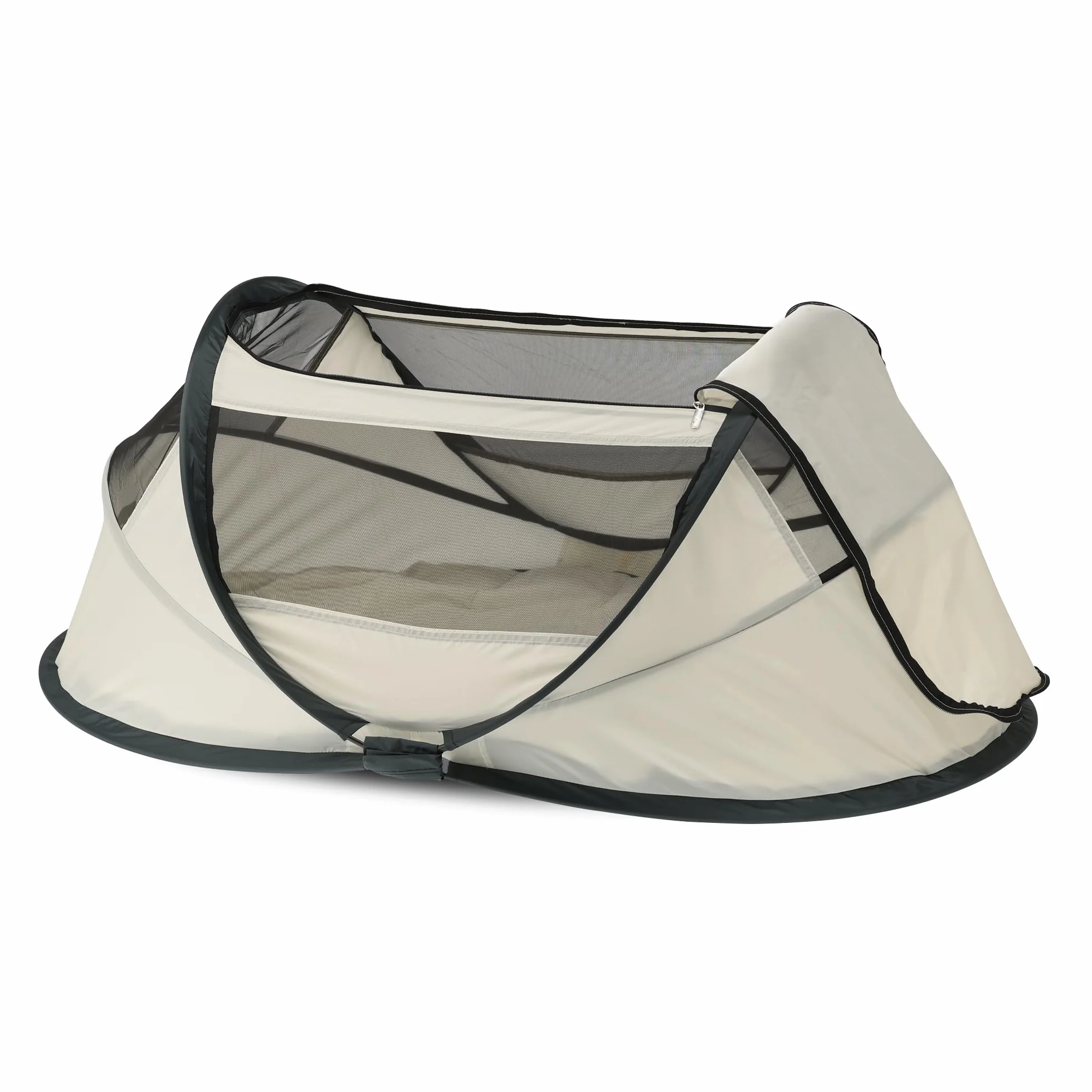 DERYAN Travel Cot łóżeczko turystyczne - BabyBox - Pop up - lekkie, kompaktowe i składane - składane - składane w zaledwie 2 sekundy - z moskitierą i torbą do przenoszenia (śmietana)
