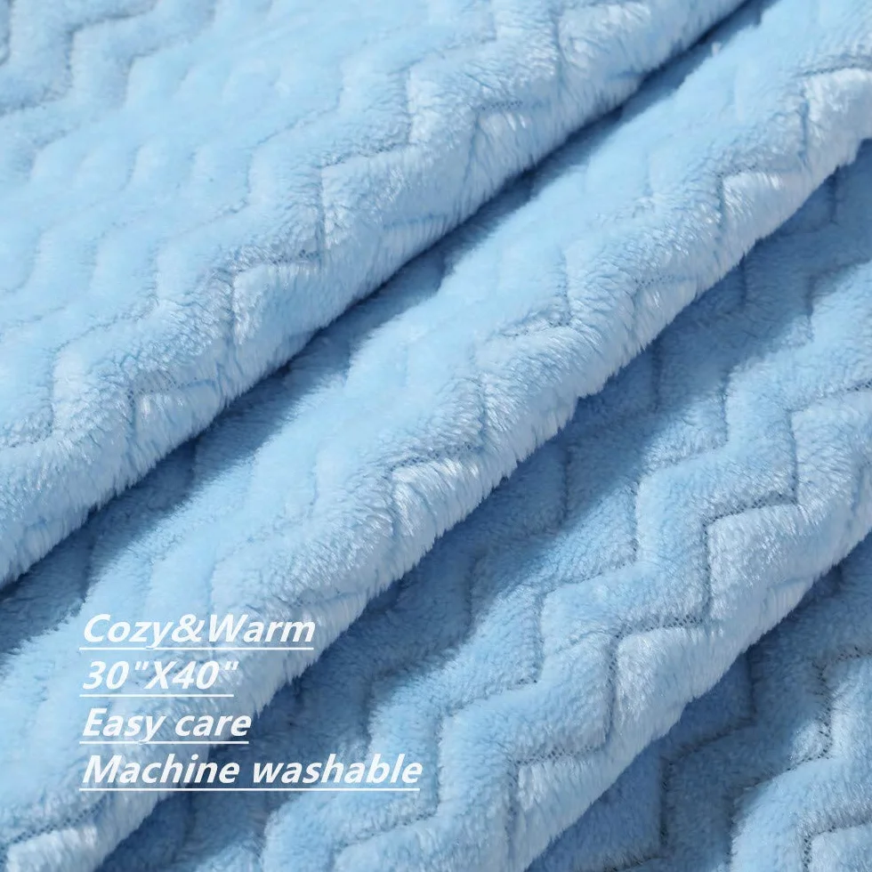 CREVENT Mały, puszysty i ciepły kocyk dla niemowląt do łóżeczka dziecięcego dla chłopca i niemowlęcia (75cmX100cm Wave Blue)