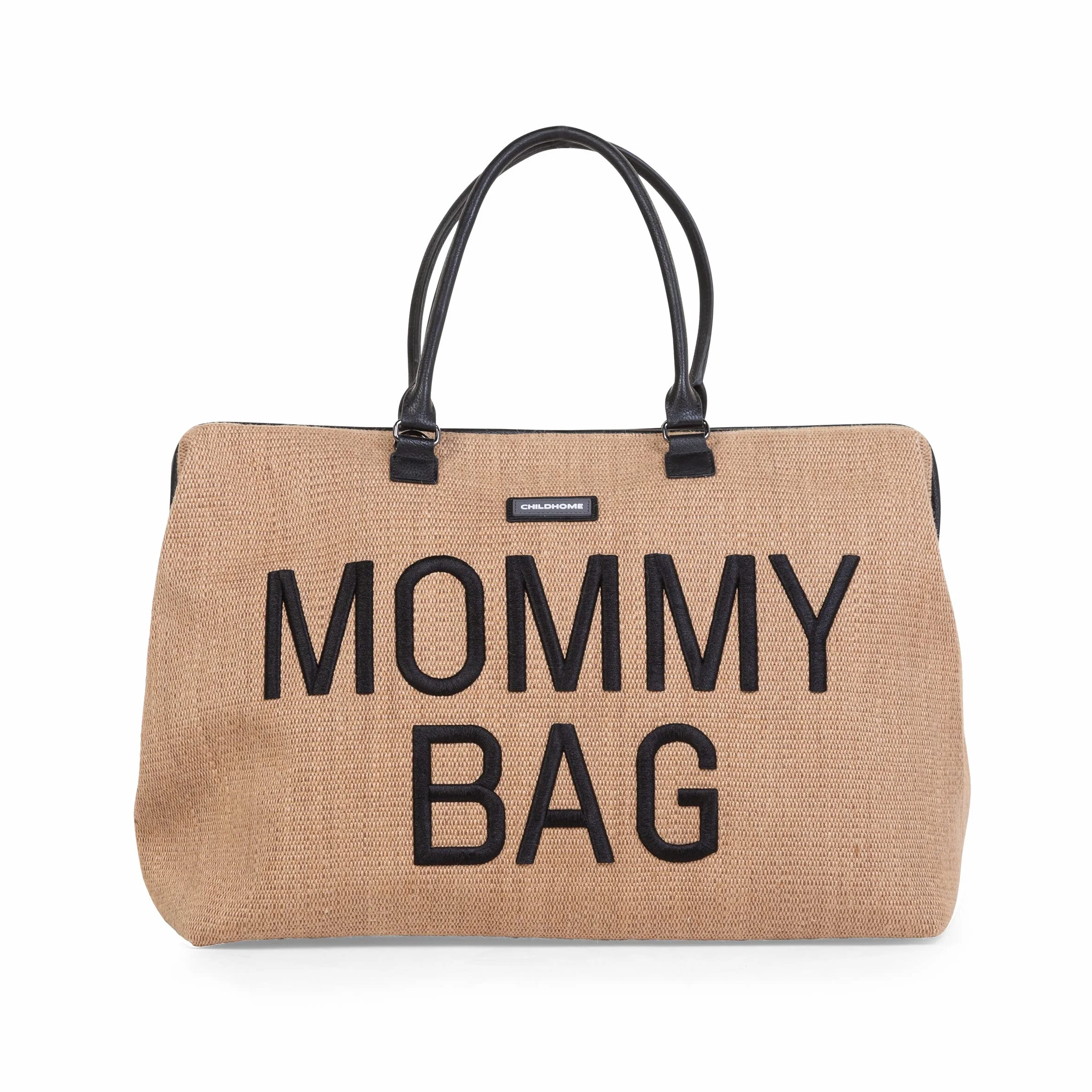 Childhome Mommy Bag torba do przewijania niemowląt o dużej pojemności z regulowanym paskiem na ramię, przegródka, izolowana kieszeń, rafia