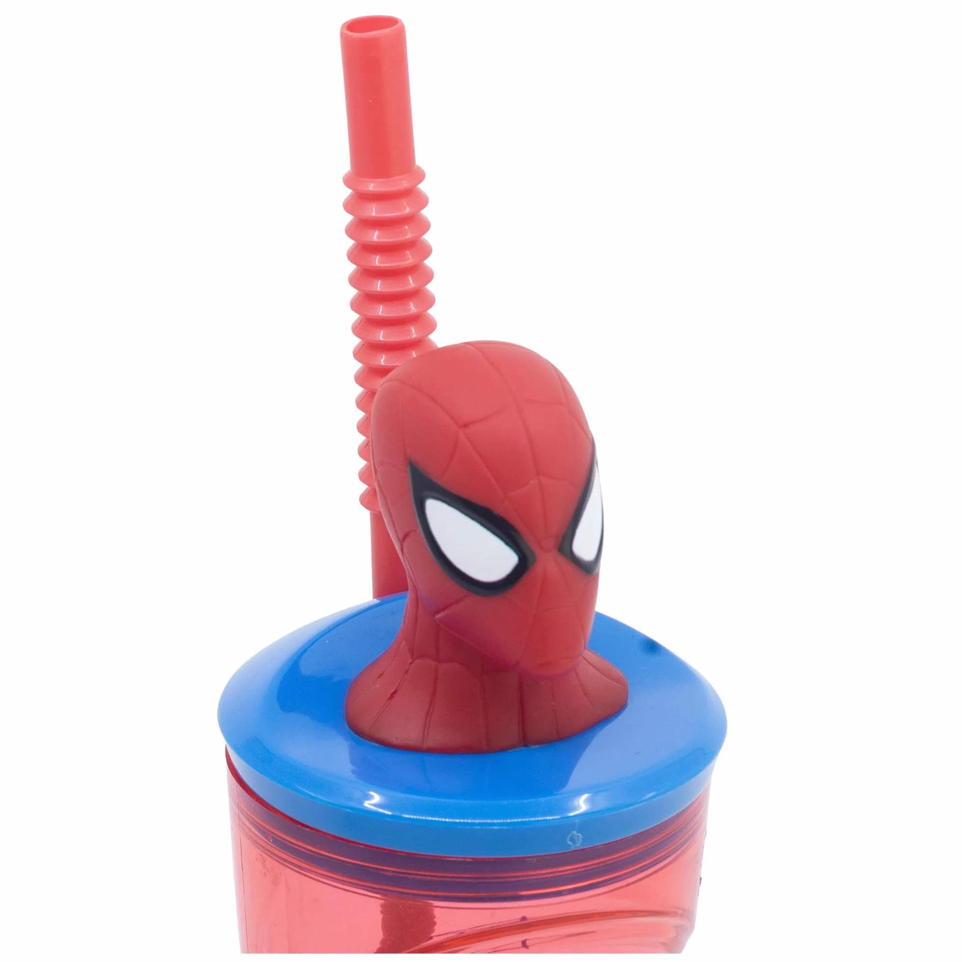 Stor Spiderman kubek dla dzieci wielokrotnego użytku ze słomką i pokrywką z figurką 3D o pojemności 360 ml