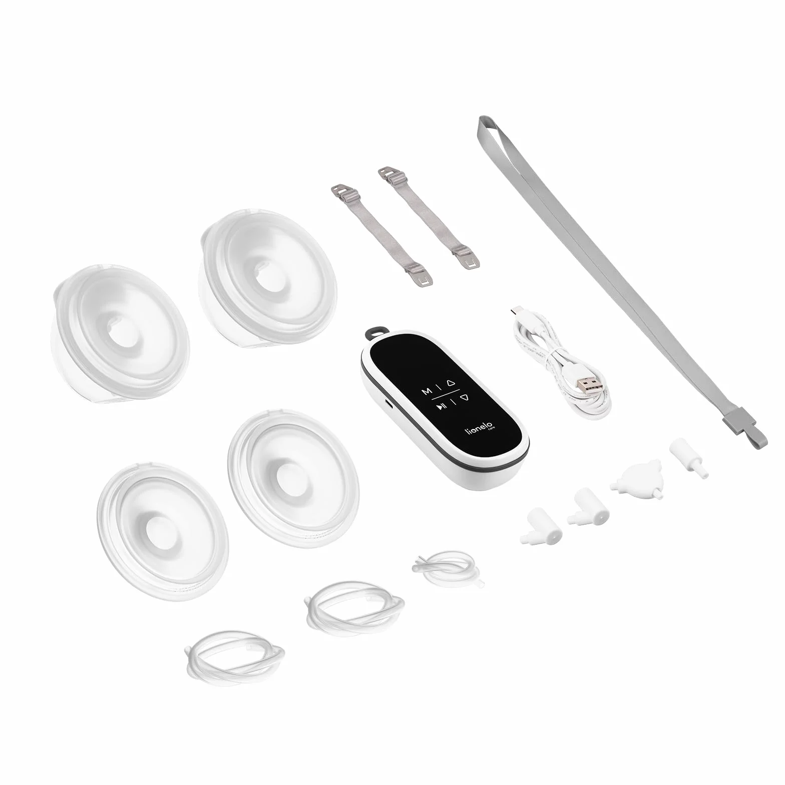 LIONELO Twee Free Laktator Bez Użycia Rąk 3 Tryby Masażu 9 poziomów intensywności 2 Muszle na Pokarm 150 ml, 4 Lejki Silikonowe Laktator Hands Free Cicha Praca Timer Etui