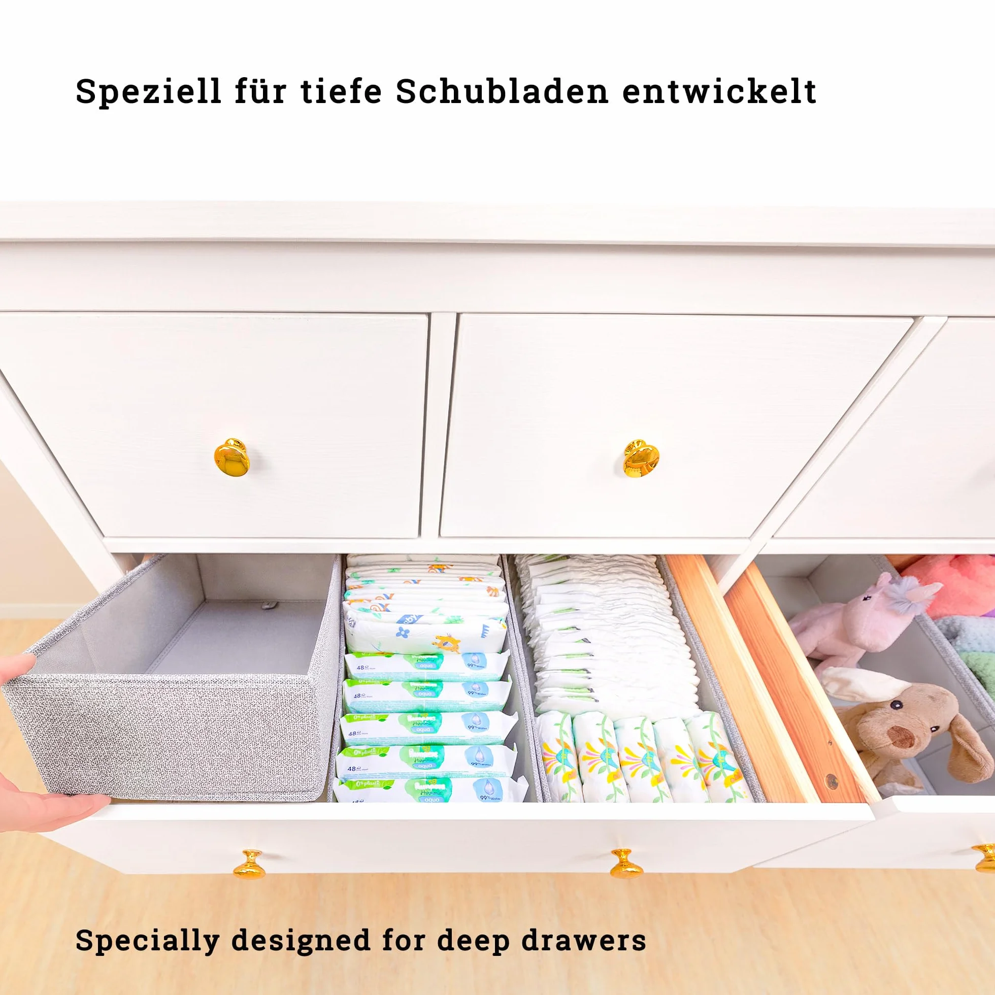 SIMPLE JOY® HEMNES Double FileFolding Box; zaprojektowany dla dużej komody Ikea HEMNES; stabilne dno; system porządkowania szuflad do przewijania, odzieży dziecięcej, skarpet, bielizny; zestaw 6