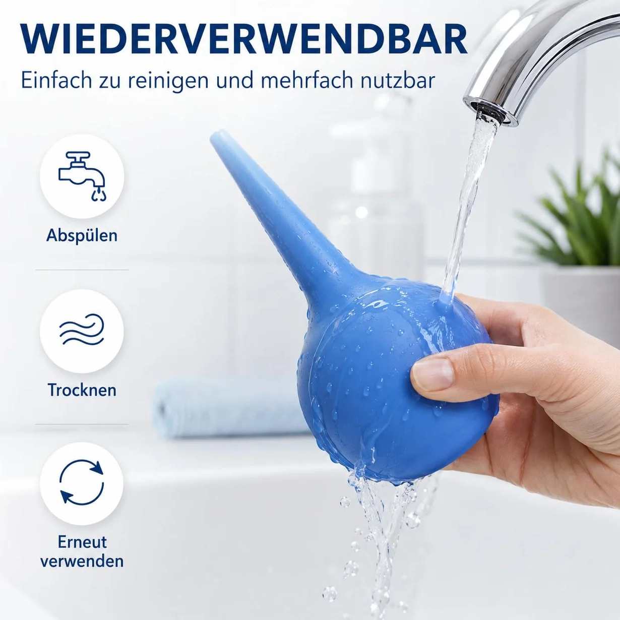 Środek do czyszczenia uszu 60 ml, zestaw do czyszczenia uszu, silikonowy, do usuwania woskowiny, dla niemowląt, dzieci i dorosłych, 2 sztuki (niebieski)