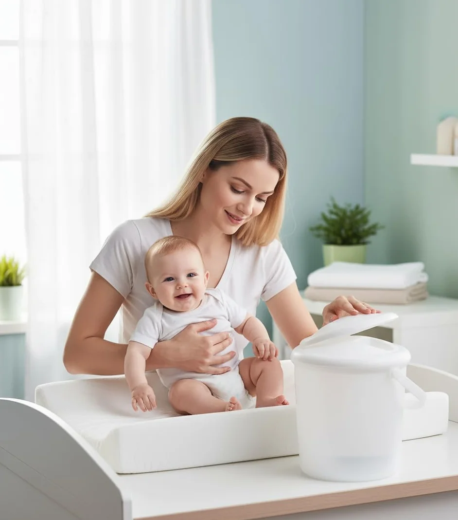 Rotho Babydesign Pojemnik na zużyte pieluszki,10 l, Od urodzenia, Bella Bambina, Biały, 200210001