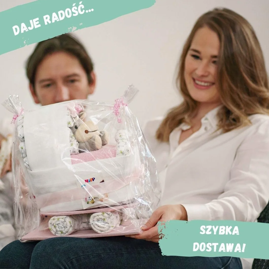 myBambini ® wózek dziecięcy z przytulanką - przytulanka - prezent na narodziny - baby shower - baby - baby shower - puller party (różowy)