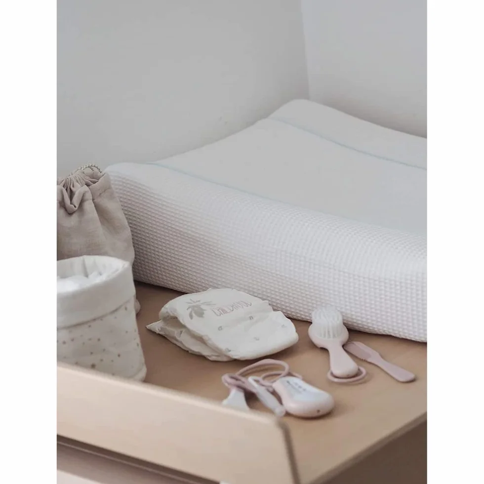 BÉABA, Pokrowiec na materac do przewijania Sofalange, 100% bawełna plaster miodu, miękka gąbka, chłonne prześcieradło, optymalny komfort, tkaniny z certyfikatem Oekotex, biały