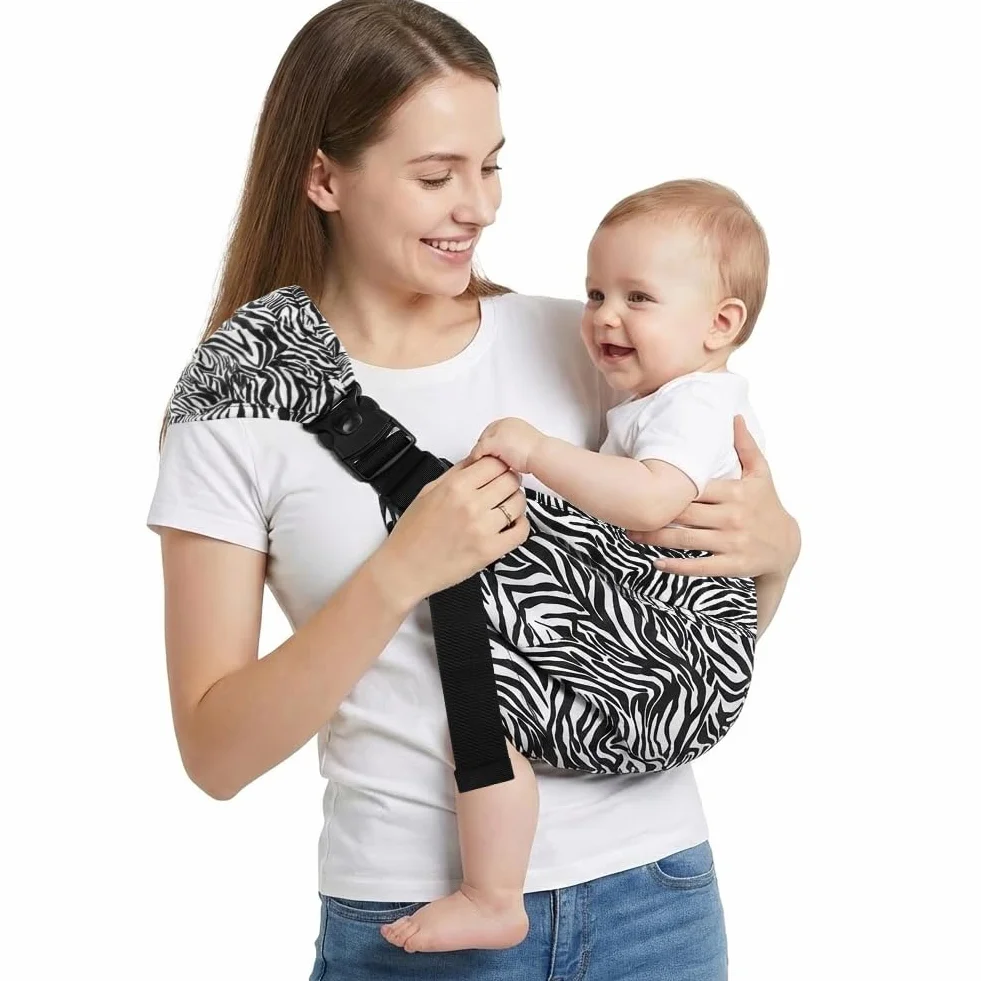 Nosidełko dla niemowląt, nosidełko, ergonomiczne nosidełko, wygodne i lekkie, odpowiednie dla noworodków, maksymalne obciążenie 20 kg, nadruk zebry