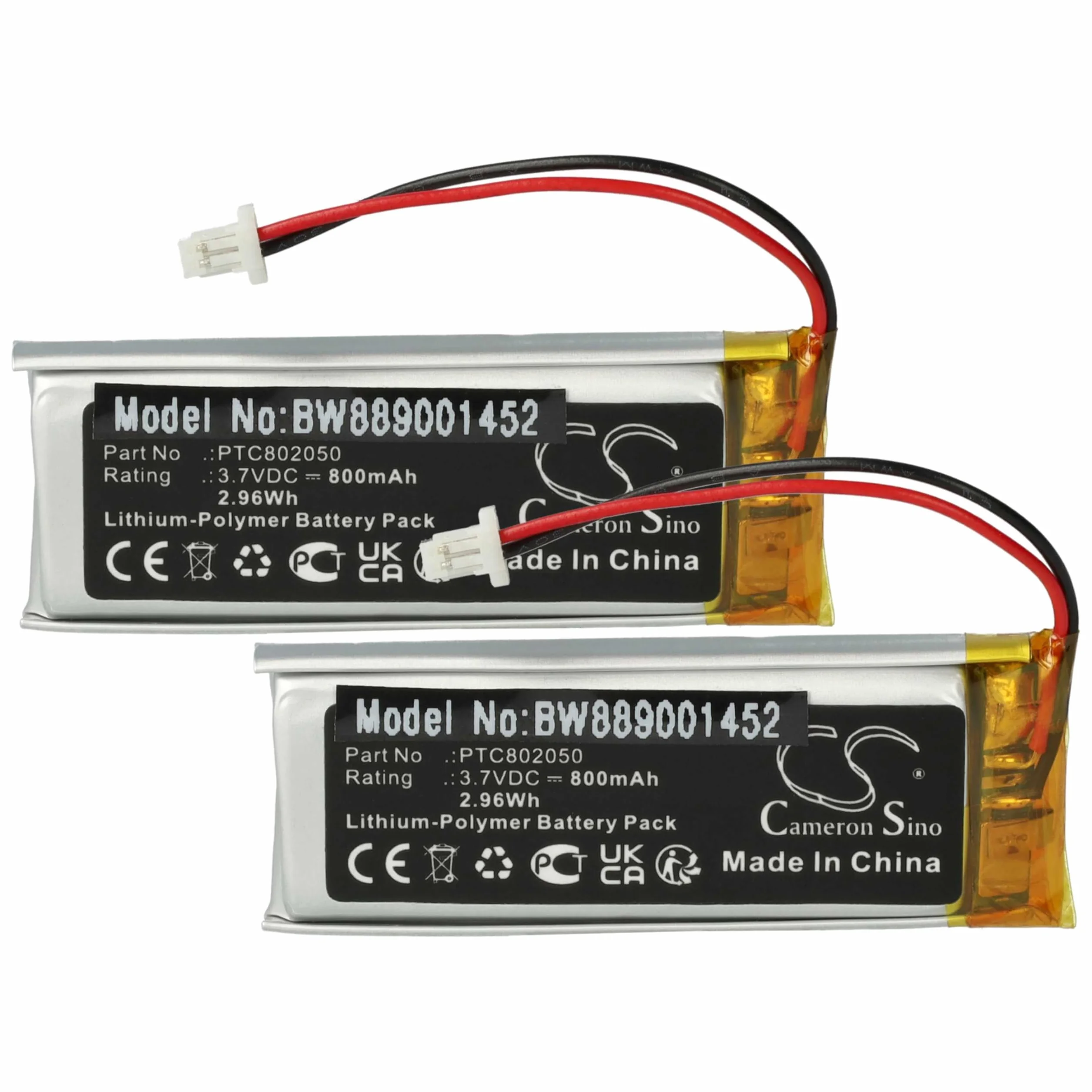 vhbw 2 x bateria kompatybilna z Interphone F5MC, F4, F3XT, F3S, F5, F4XT, F4S, F4MC bezprzewodowe słuchawki douszne (800mAh, 3,7V, Li-Poly)
