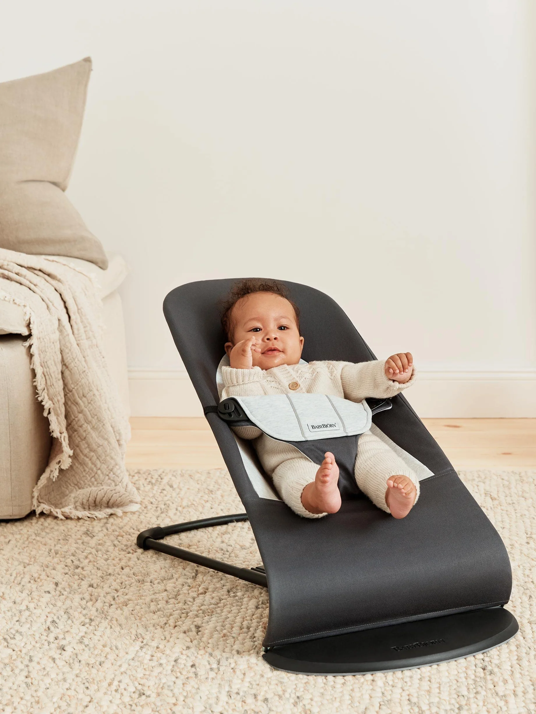 BabyBjörn Huśtawka dziecięca Balance Soft, tkany/Jersey, szary/szary