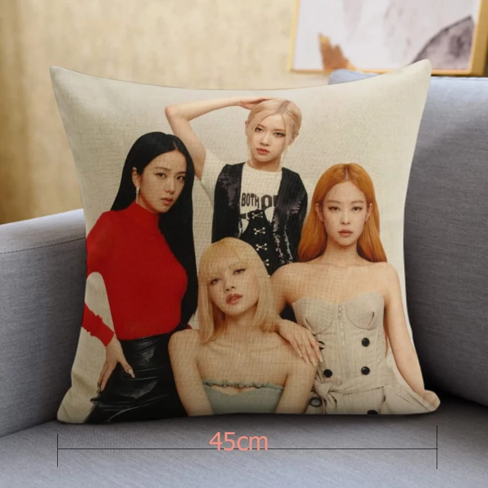 ZPPLD Blackpink zestaw upominkowy dla fanów, czarny róż, zestaw upominkowy dla fanów, czarno-różowe poszewki na poduszkę, czarne naklejki