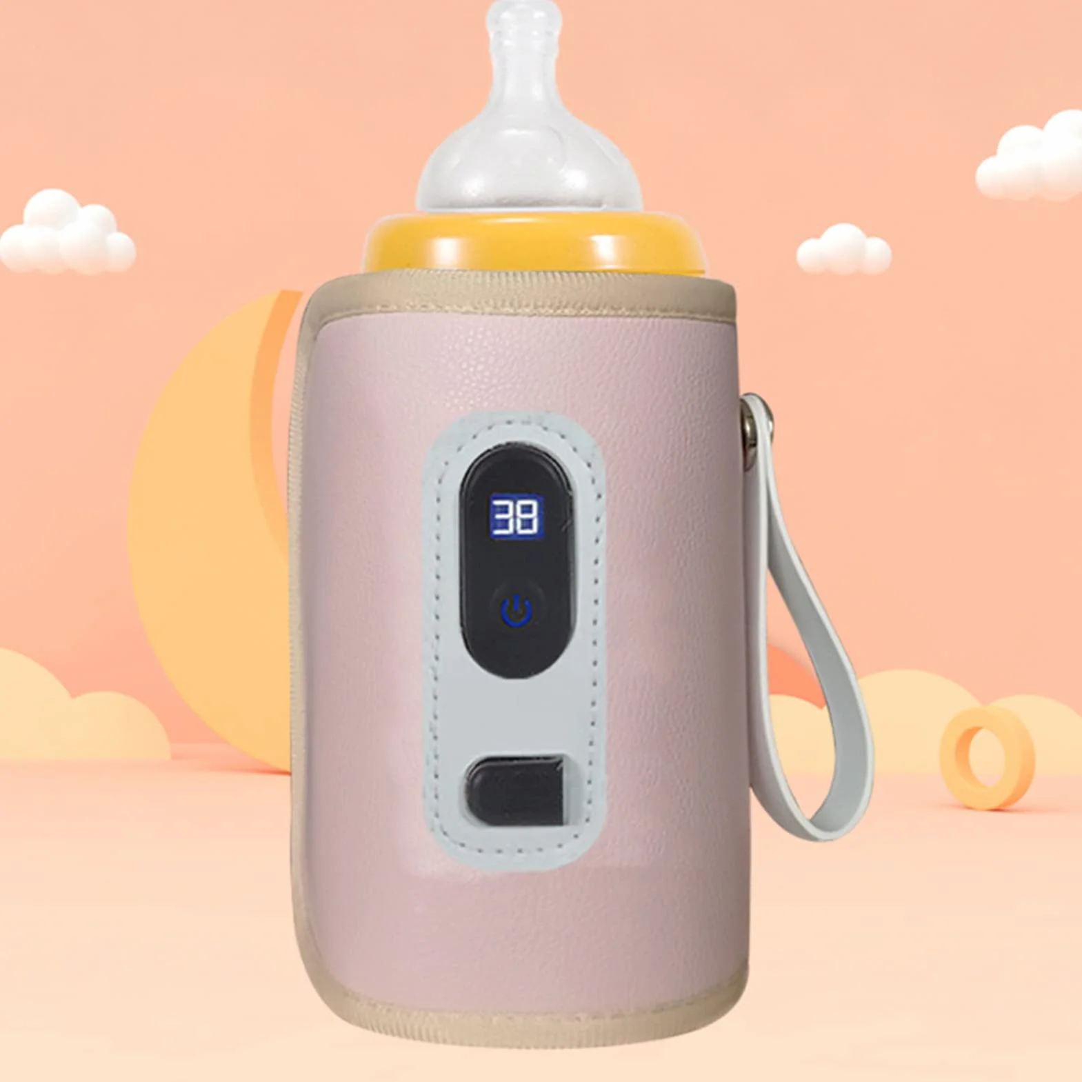 USB Podgrzewacz do Butelek dla Niemowląt, Przenośny Podgrzewacz do żywności dla Niemowląt Ekran LCD Wyświetlacz Podgrzewacz do Butelek z Mlekiem dla Niemowląt do Podróży Domowych