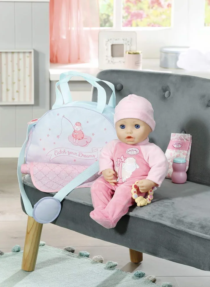 Zapf Creation Baby Annabell Changing Bag for 43 cm Doll - Easy for Small Hands, Creative Play Promotes Empathy & Social Skills, For Toddlers 3 years & Up - Includes Changing Mat, Powder Pot & More