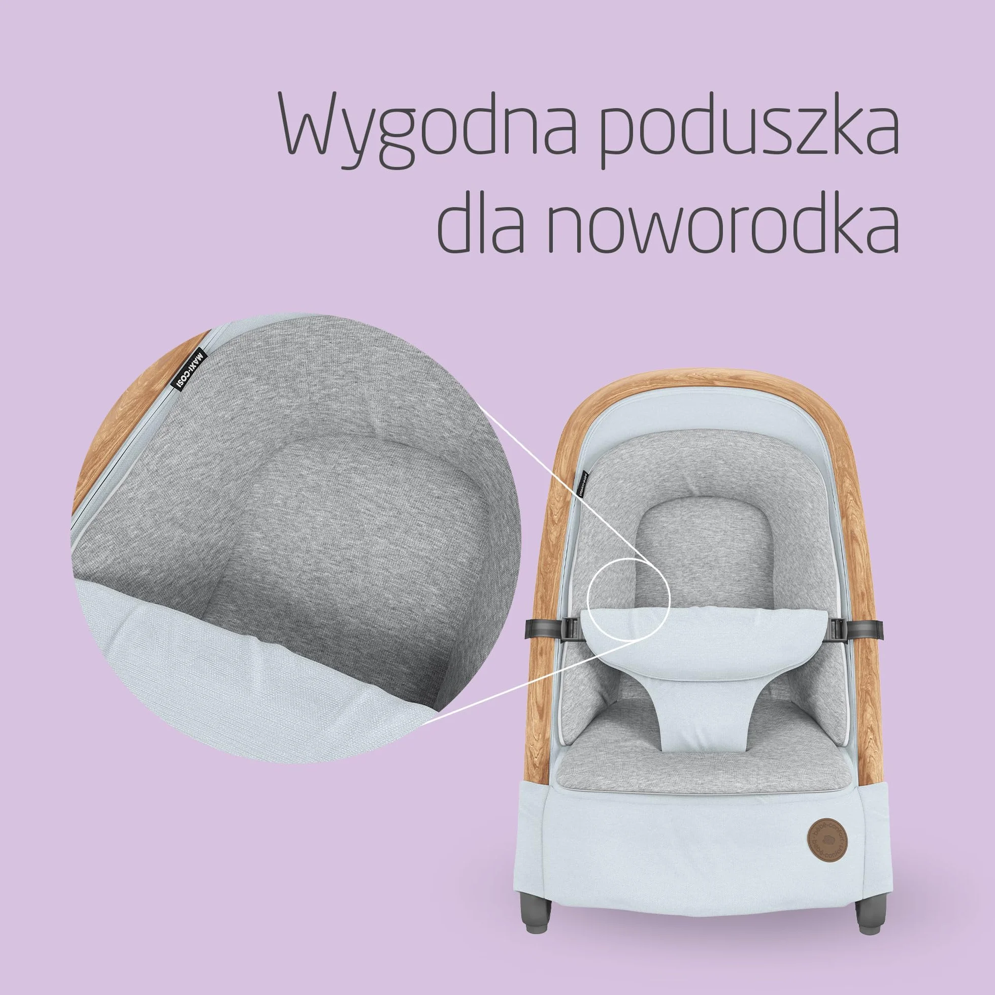 Maxi-Cosi Leżaczek Kori 2 w 1, lekki bujaczek z przytulną wkładką dla niemowląt, 0–9 kg, Essential Grey
