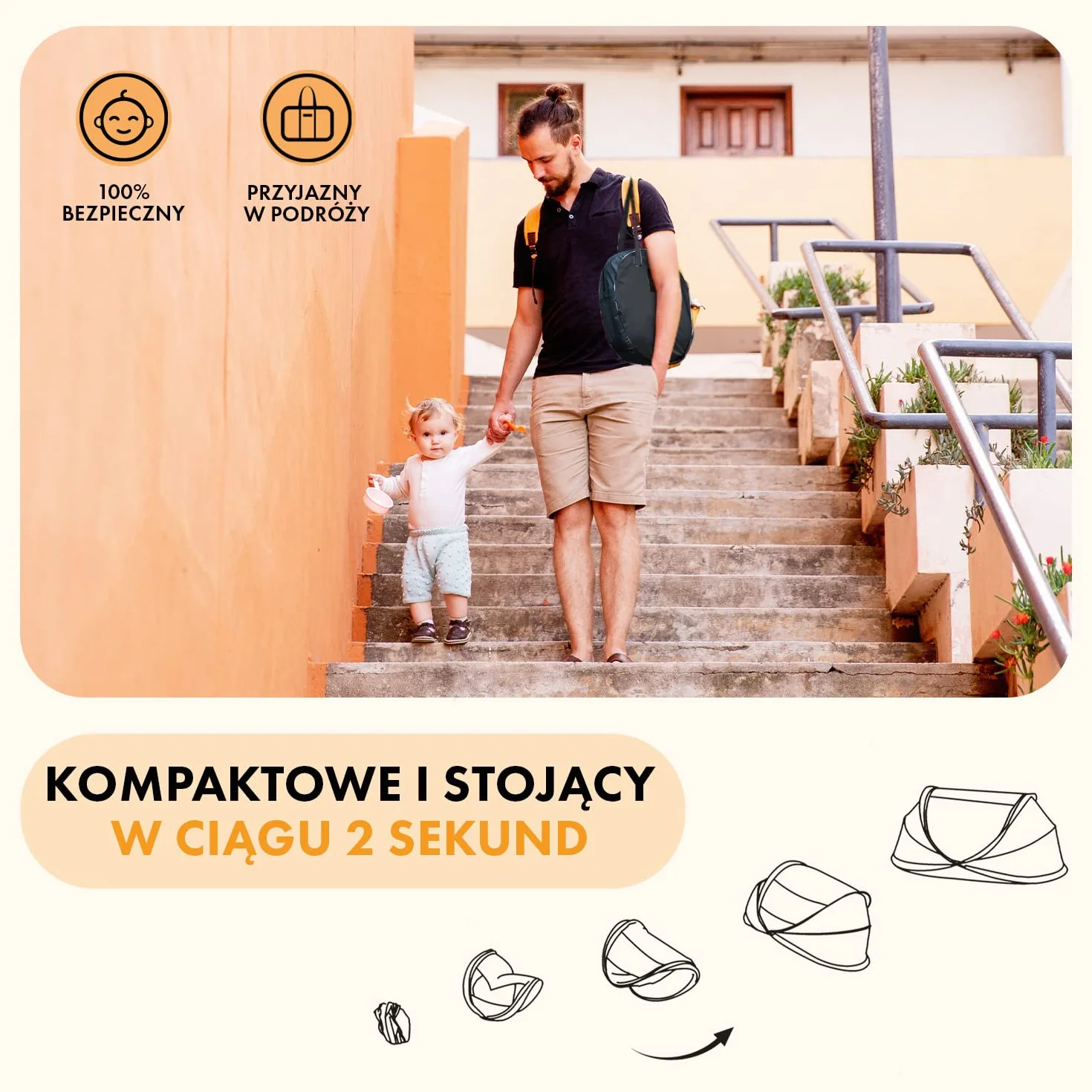 Deryan Łóżeczko turystyczne dla niemowląt z materacem od urodzenia do 2,5 roku – rozkładany namiot dla niemowląt rozkładany w 2 sekundy – w zestawie moskitiera i torba podróżna – 120 x 75 x 50 cm
