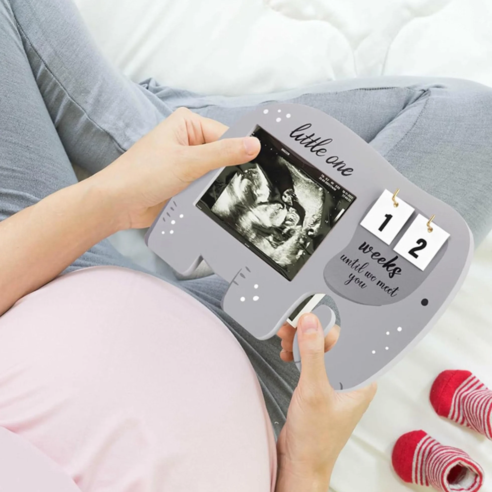 Ramka na zdjęcie USG dla kobiet w ciąży, ogłoszenia ciąży z odliczaniem, ultradźwiękowy stojak na zdjęcie USG dziecka