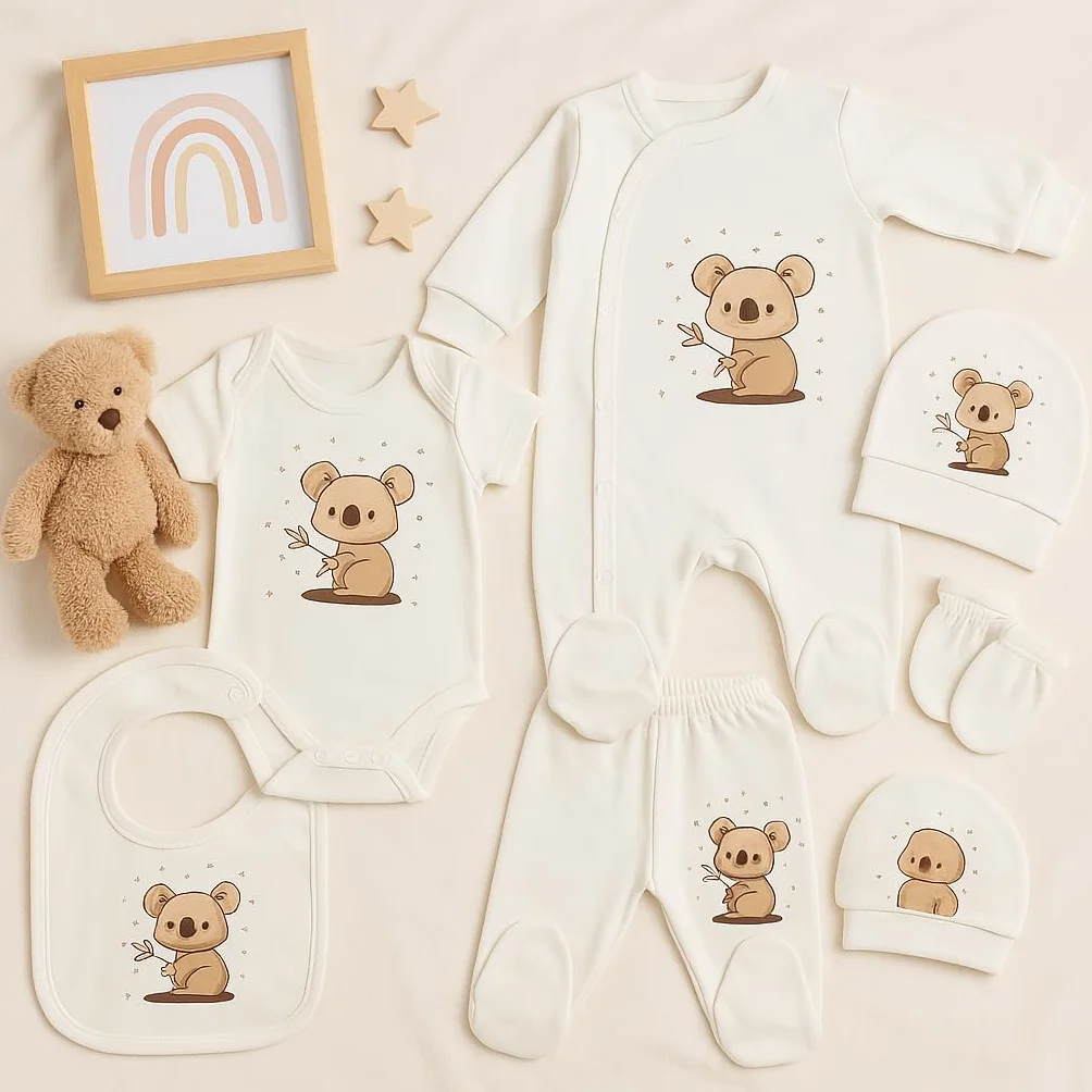 Zestaw prezentowy dla noworodka, 100% naturalna bawełna, wyposażenie dla pierwszego dziecka, unisex, zestaw upominkowy, wyposażenie dla niemowląt w wieku 0-4 miesięcy
