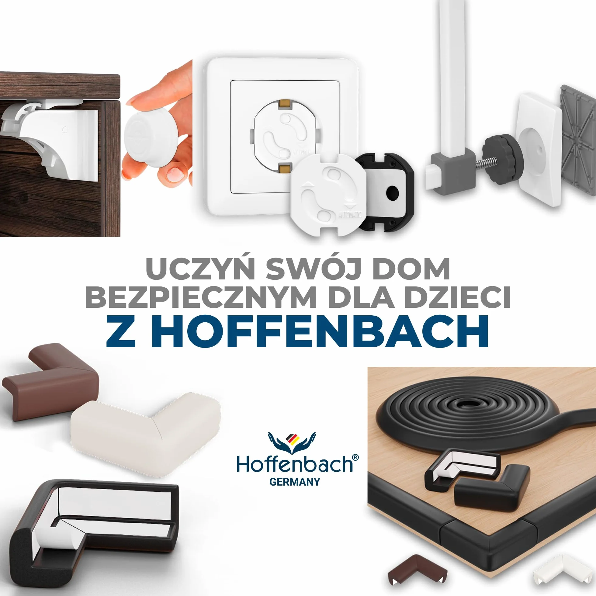 Hoffenbach 4x Podkładki Ochronne na Ścianę do Bramki Schodowej i Drzwiowej – Prostokątne Nakładki Ochronne do Bramki Rozporowej – Ochrona Ścian i Drzwi bez Wiercenia