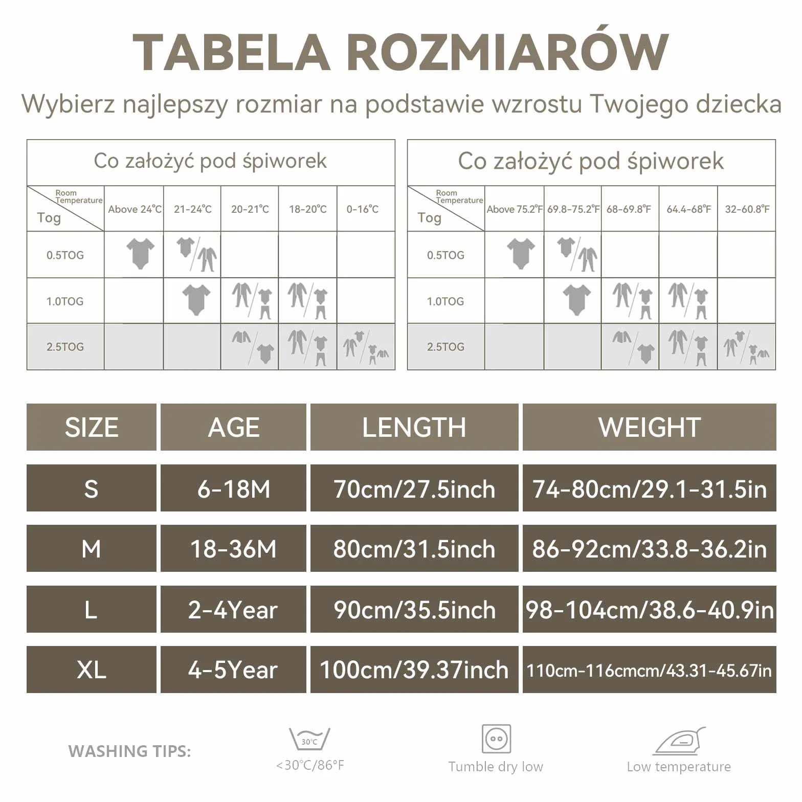 Śpiworek Dziecięcy z Nóżkami 1,0 Tog, 2 Sztuki, Supermiękki Wiskoza z Bambusa, bez Rękawów, dla Chłopców lub Dziewcząt, Wiosna, Lato, Jesień, Szary, Rozmiar S