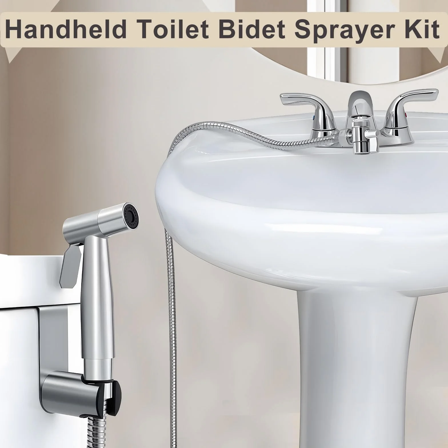 Bidet słuchawka prysznicowa zestaw do higieny osobistej, ręczny opryskiwacz ze stali nierdzewnej z wężem 1,5 m, rozpylacz pieluszek dla niemowląt, regulowany pistolet natryskowy