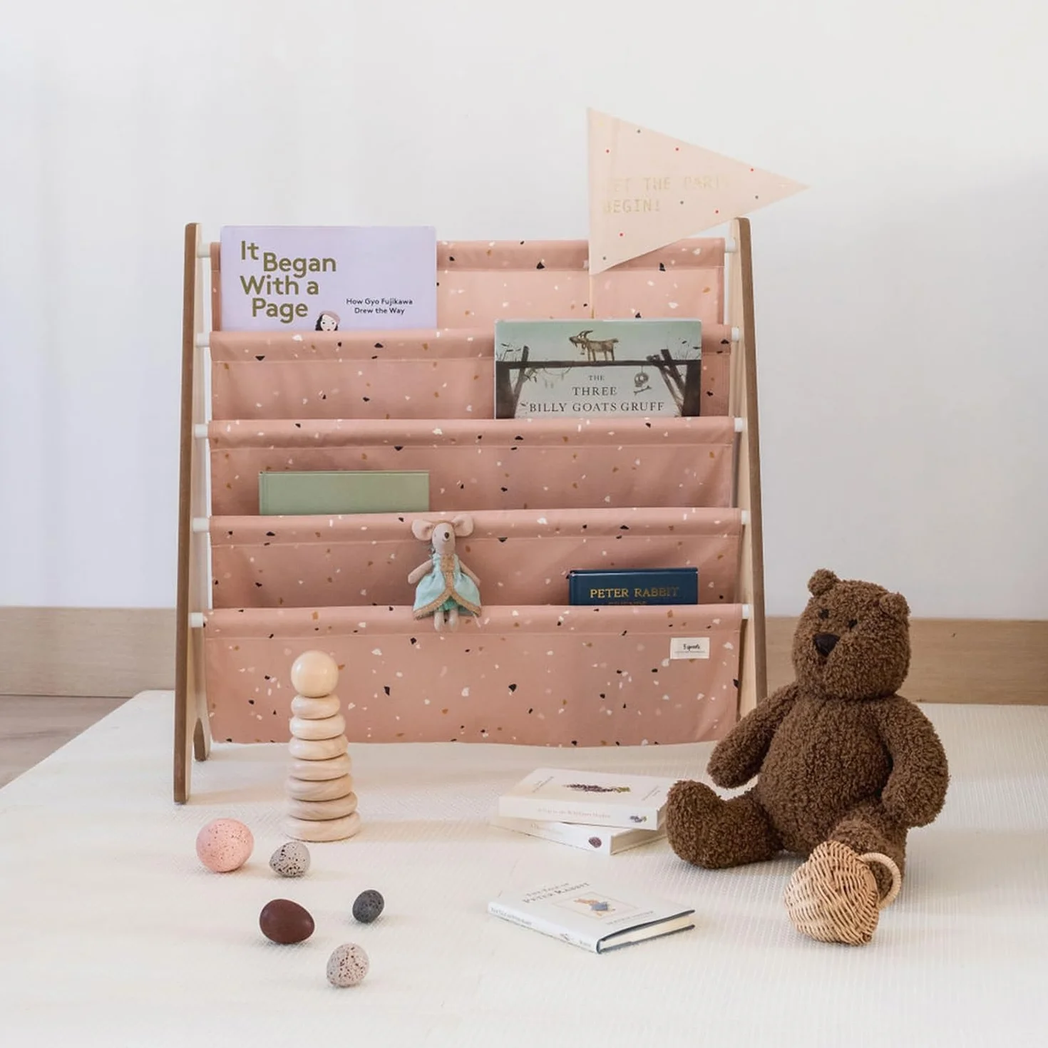 3 Sprouts Stojak na Książki Recycled Terrazzo Clay