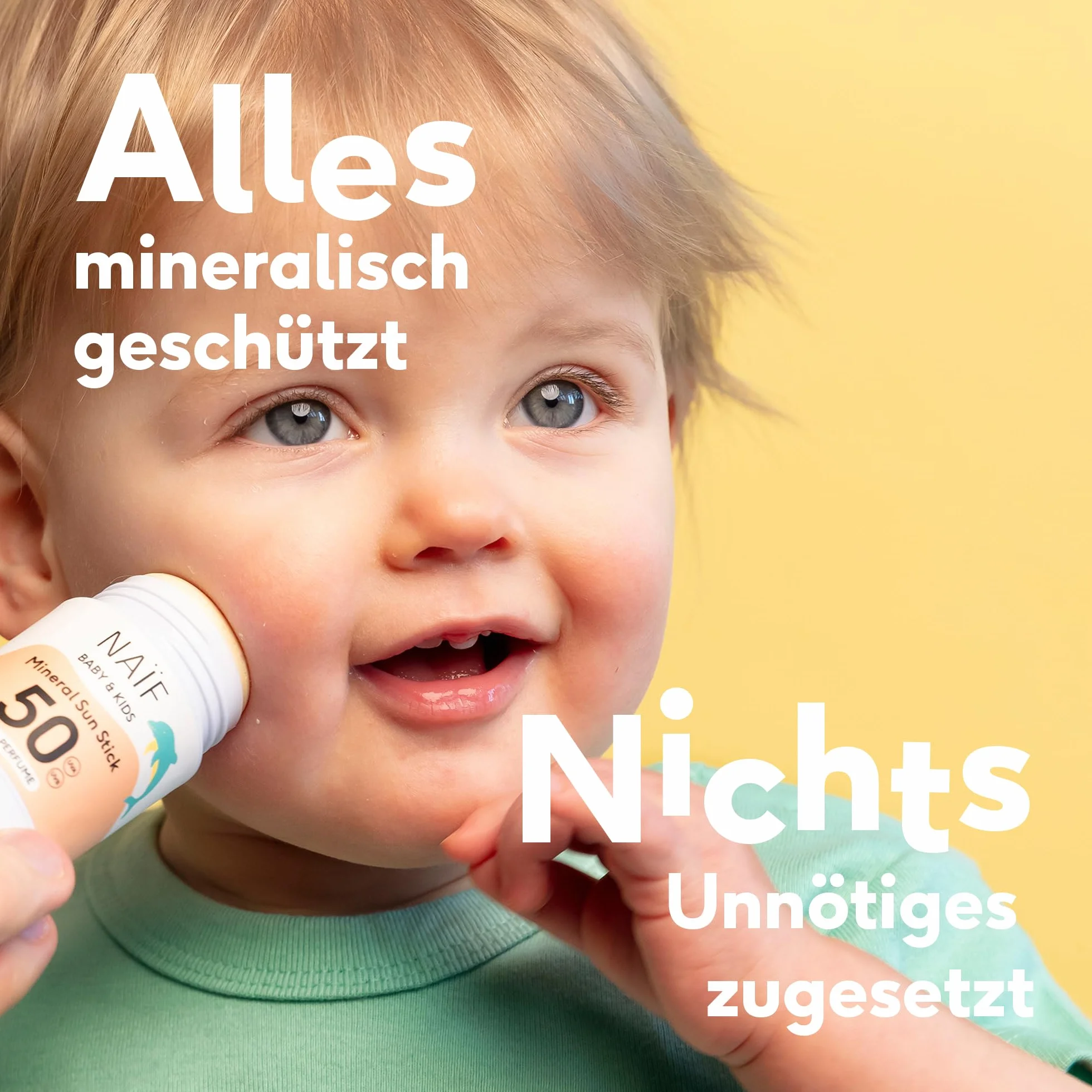 Naïf - Mineralny kij chroniący przed słońcem - dla niemowląt i dzieci - SPF 50-0% perfum - sztyft bez mikroplastiku, olejów mineralnych lub silikonów - ochrona UVA i UVB - wodoodporny - testowany