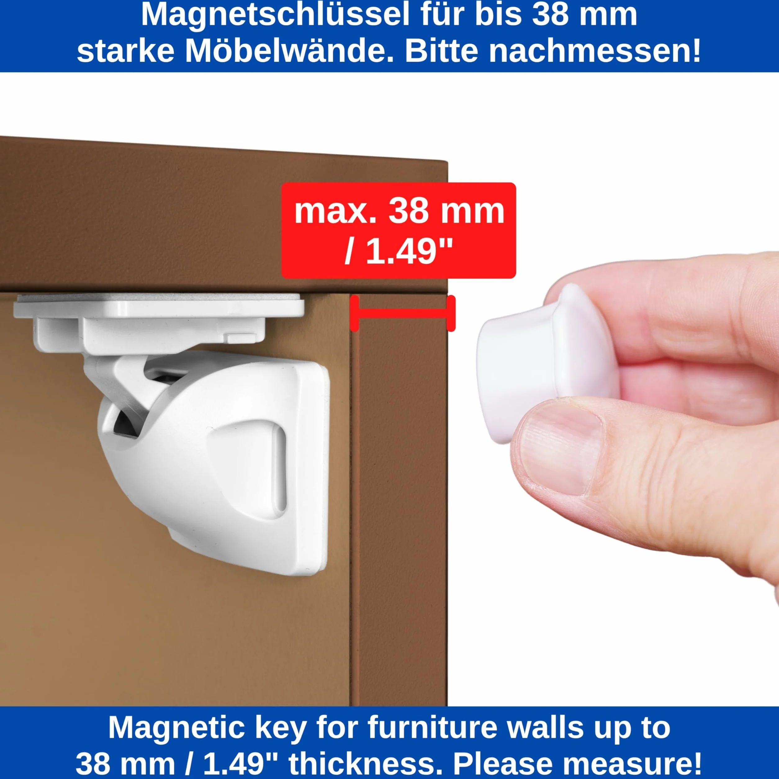 Zamek magnetyczny dla dzieci zabezpieczenie szafki szuflady 2 sztuki biały