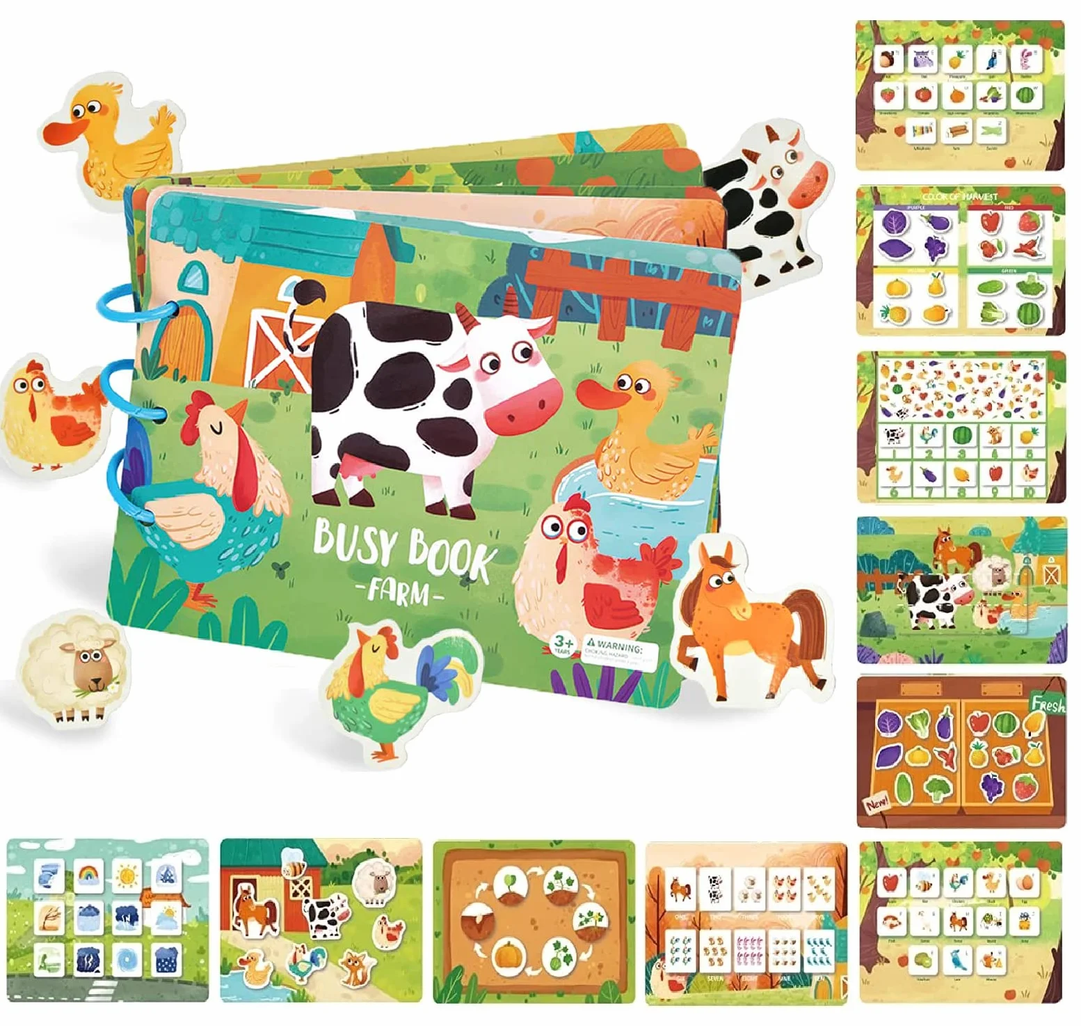 Montessori Quiet Book Busy Book dla dzieci w wieku 14+ lat, spokojna książka, przyklejana książka, ruchliwa książka, sensoryczne zabawki edukacyjne, interaktywna gra dla dzieci