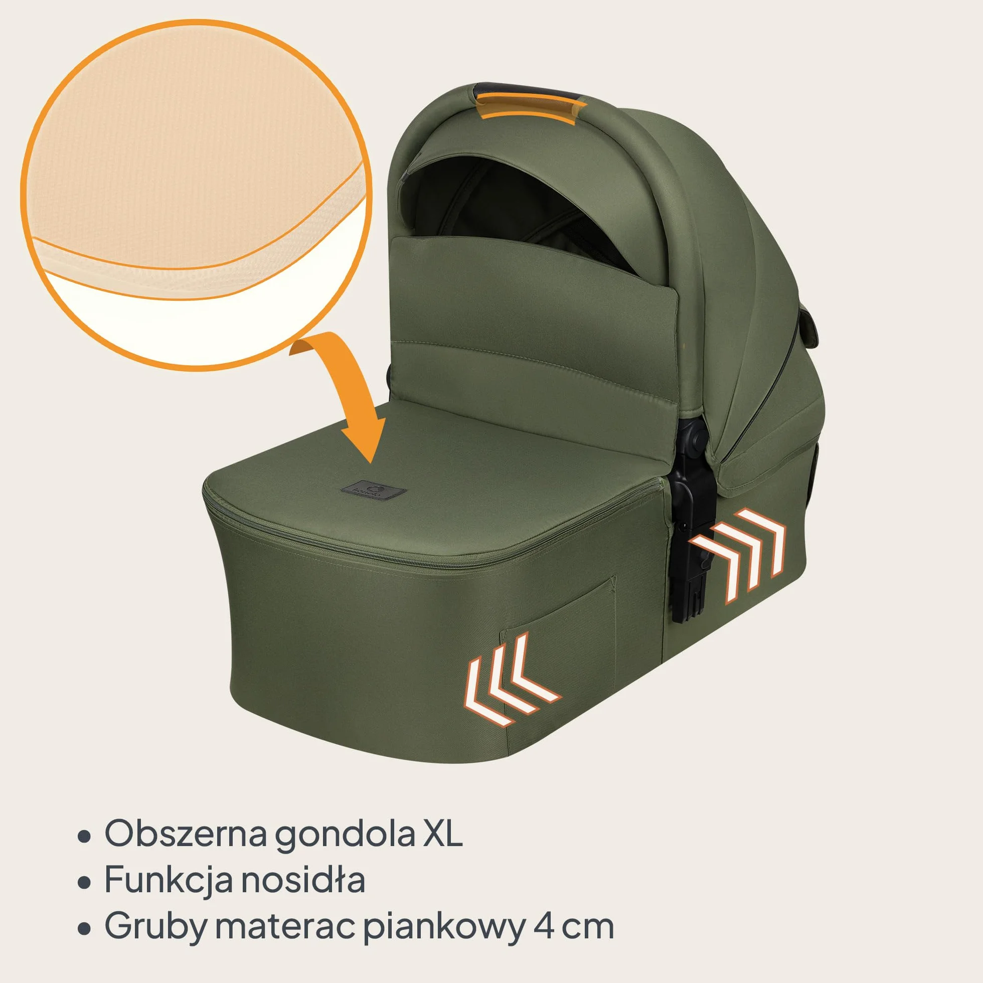 LIONELO AMBER PLUS 3 w 1 Wielofunkcyjny Wózek Dziecięcy od 0 do 4 lat do 22kg z Gondolą XL, Fotelik Samochodowy do 13 kg, Regulacja Oparcia, Duże Terenowe Koła 360o Budka XXL