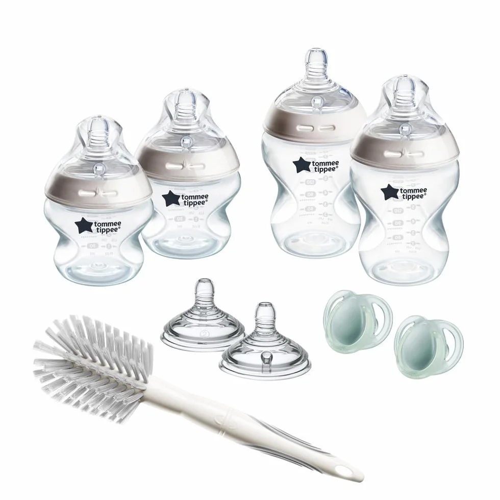 Natural Start Tommee Tippee zestaw dla niemowląt, antykolkowe butelki 150 ml/260 ml, ze średnim przepływem w kształcie piersi, samosterylizujące