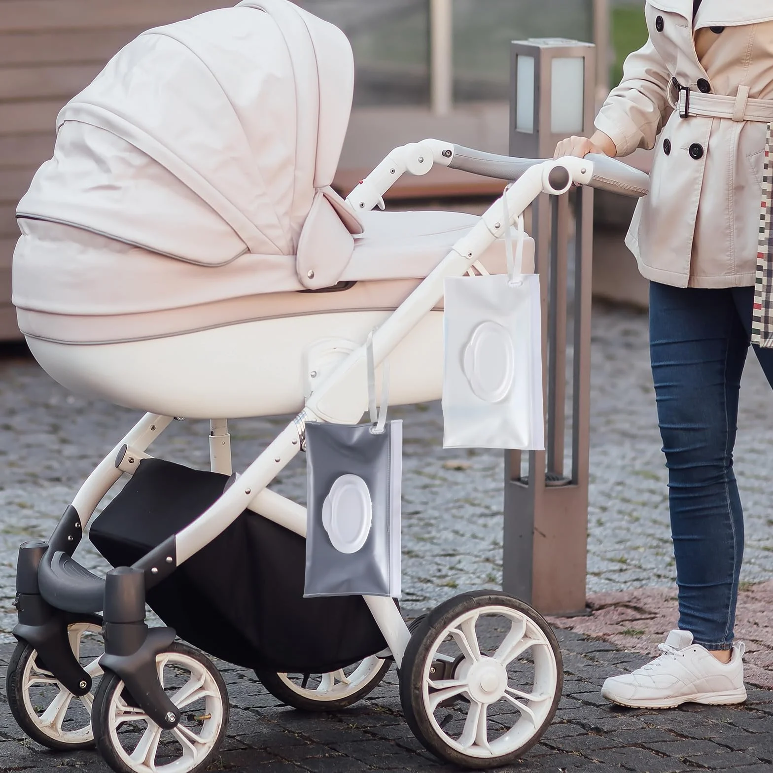 2 x wilgotne chusteczki do przechowywania wilgotnego papieru toaletowego, wilgotne chusteczki toaletowe, pudełko na wilgotny papier toaletowy, przenośna, na mokre chusteczki, torba dla niemowląt, w
