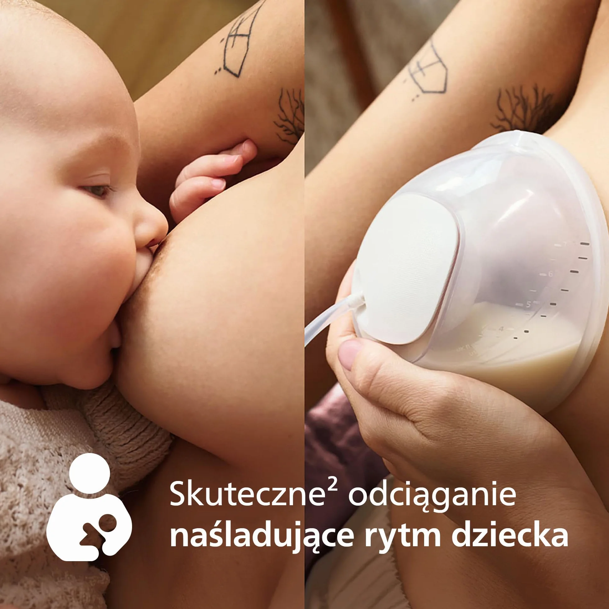 Philips Avent, pojedynczy laktator elektryczny niewymagający użycia rąk, silnik klasy szpitalnej, naśladujący rytm picia dziecka, odciąganie pokarmu do 85 razy na minutę, SCF531/11