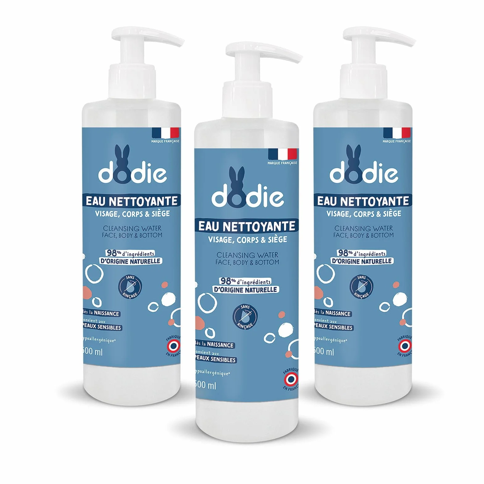 Dodie - 3-pak wody do czyszczenia, 500 ml