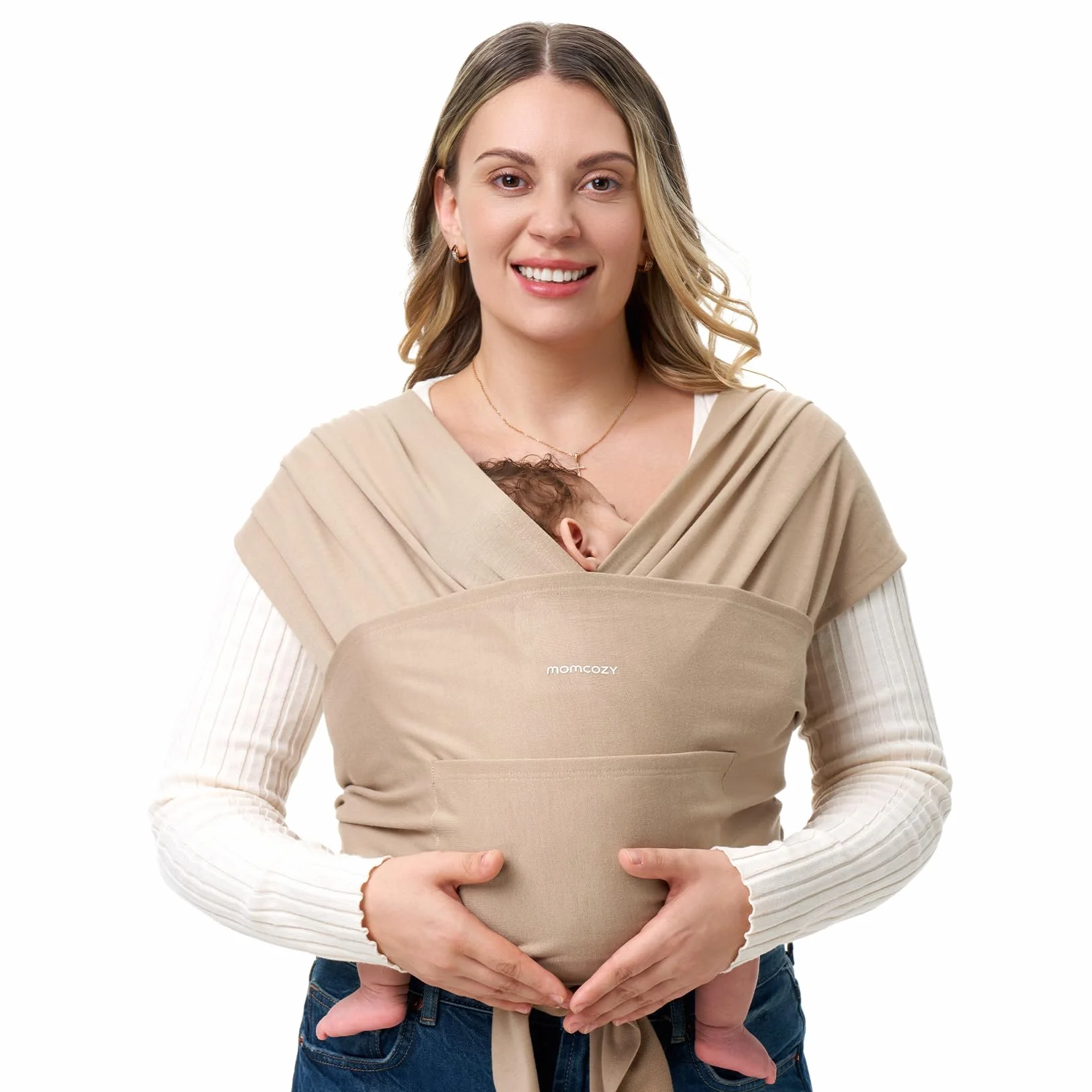 Momcozy Chusta do noszenia dla noworodków – łatwy do założenia pierścień, chusta do noszenia, oddychająca chusta do noszenia bez użycia rąk – regulowane nosidełko dla niemowląt od 3,6 kg do 15 kg