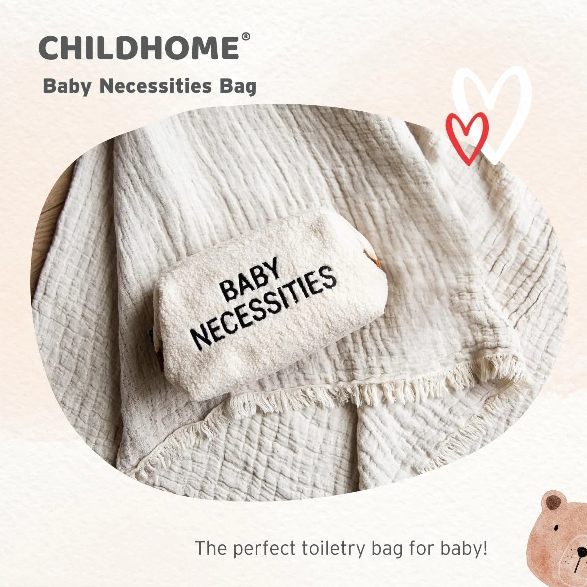 CHILDHOME, kosmetyczka dla niemowląt/dzieci, torba na toaletę, hydrofobowa, przestronna, zapinana na suwak, Baby Necessities, czarna i złota