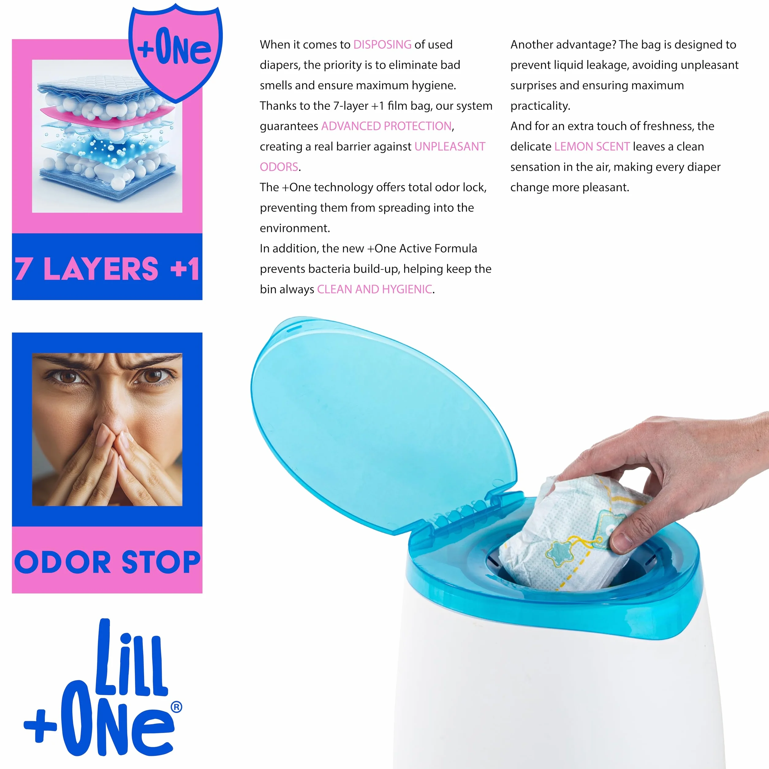 LillOne 3 bardzo długich 7-warstwowych wkładów do kosza na pieluchy - kompatybilne z Angelcare Tommee Tippee Twist & Click Simplee Tec LitterLocker - Opakowanie z 3 wkładami
