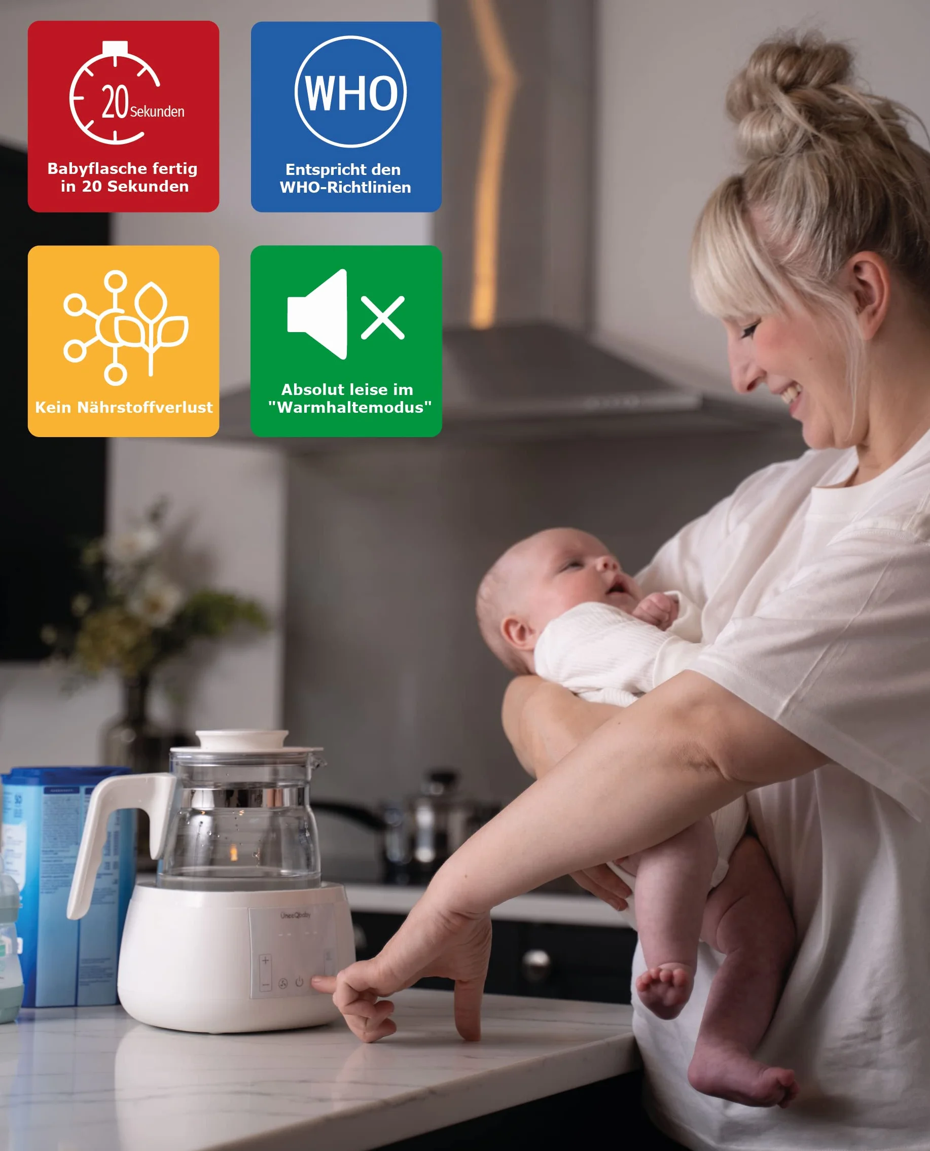 mit Nachtlicht, Babynahrung Wasserkocher für Milchfutter, EU-Ausgabe