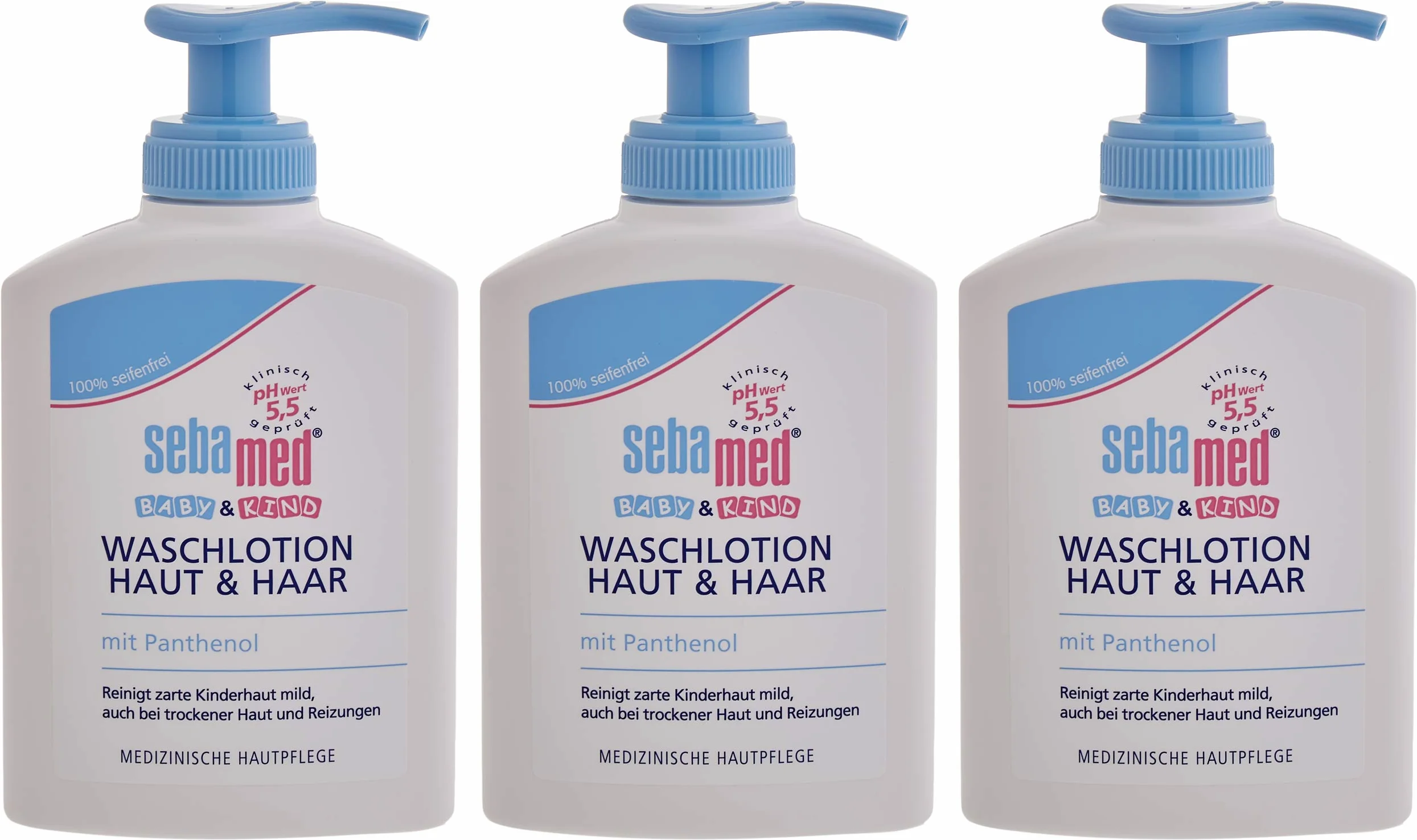 Sebamed Balsam do mycia skóry i włosów dla niemowląt i dzieci, 3 sztuki, łagodnie oczyszcza delikatną skórę dziecka, również w przypadku suchej skóry i podrażnień, 200 ml (3 sztuki)