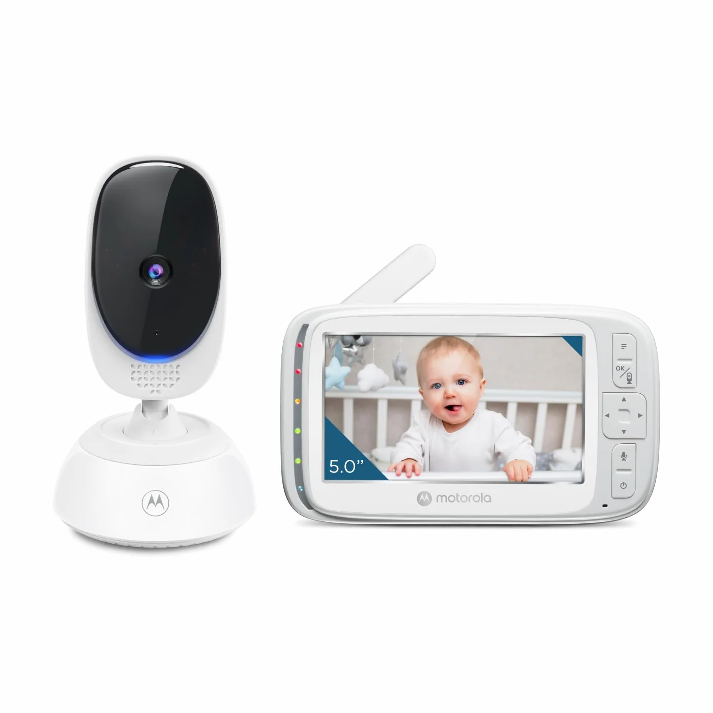 Motorola Nursery VM75 Monitor dla dziecka – 5-calowy monitor dla rodzica, noktowizor na podczerwień, zoom cyfrowy, rozmowa dwukierunkowa i kołysanki
