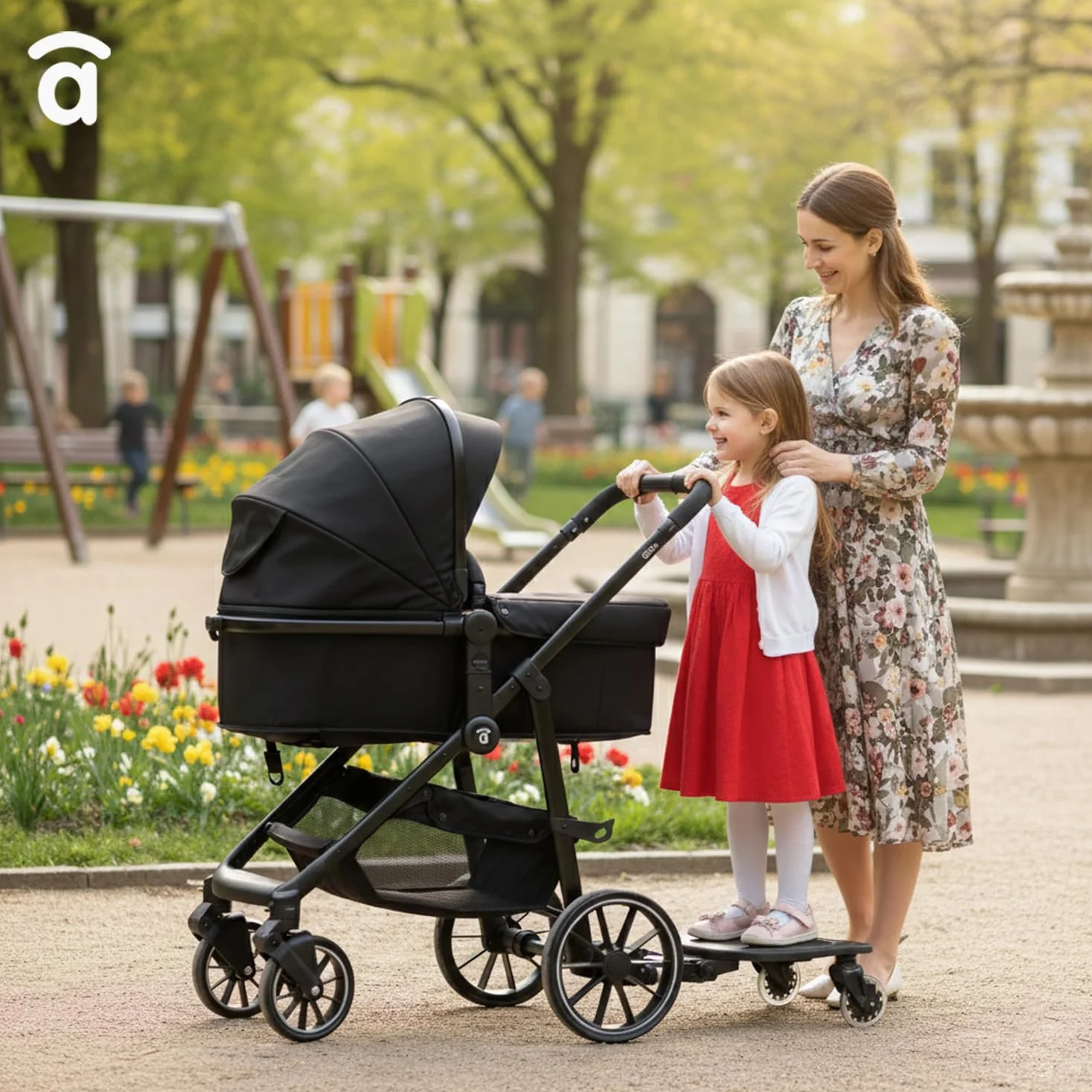 Asalvo BUGGY BOARD hulajnoga z siedziskiem do wózka spacerowego, deska do wózka dziecięcego z siedzeniem, uniwersalna deskorolka wózek dla dziecka, deska dla drugiego dziecka, akcesoria dla dzieci w
