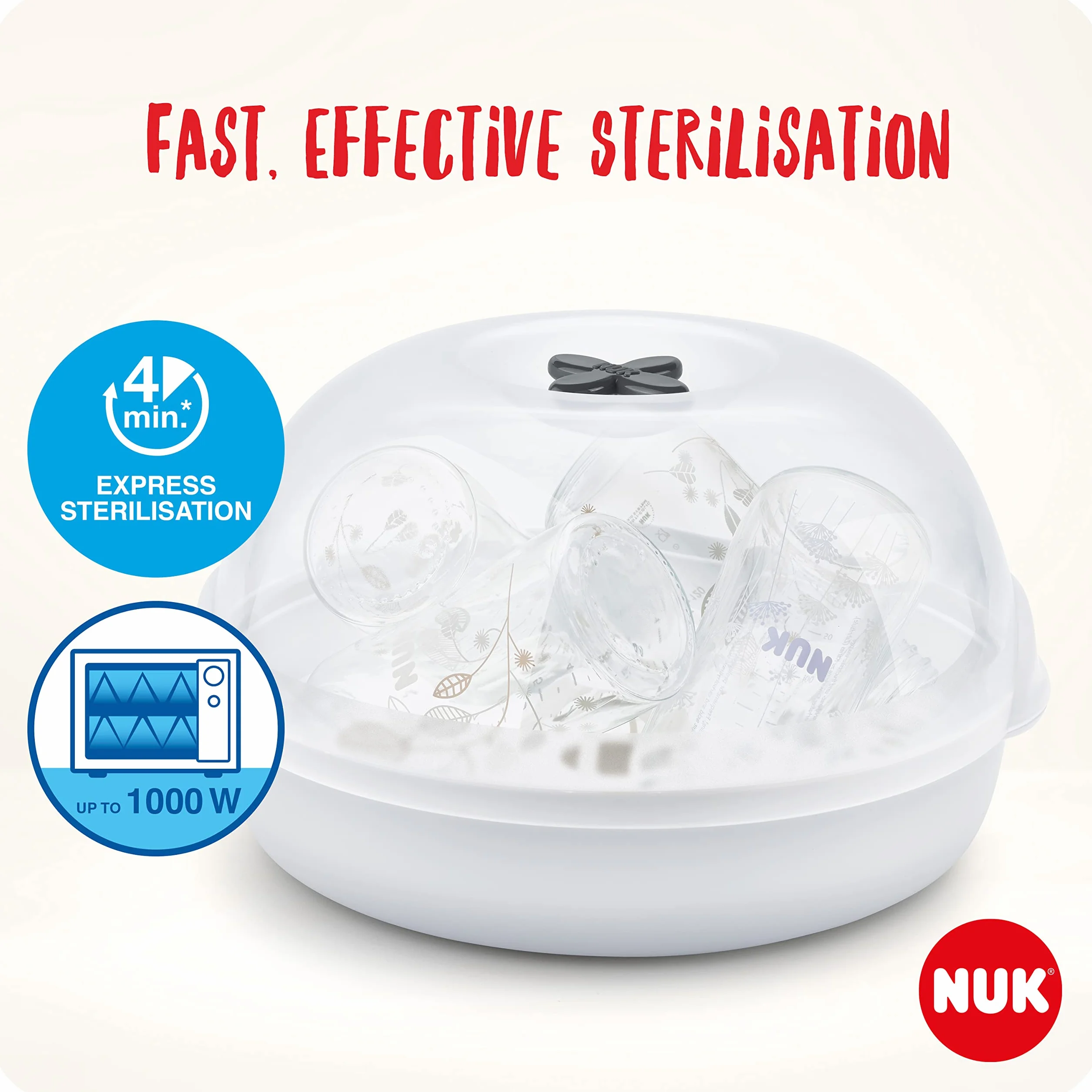 Nuk 10256444 Sterylizator, Biały, Do 4 Butelek
