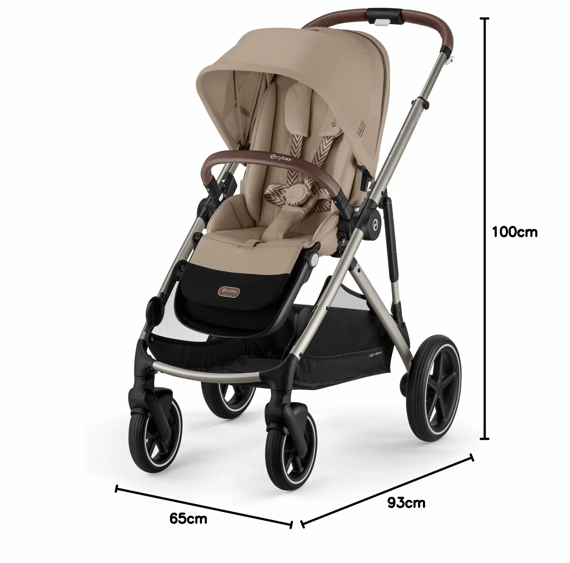 CYBEX Gold wózek dziecięcy GAZELLE S, Od urodzenia do ok. 4 lat, Max. 22 kg (tryb pojedynczy) / 2x 22 kg (tryb duo), System All-in-1 z 20+ konfiguracjami, Almond Beige
