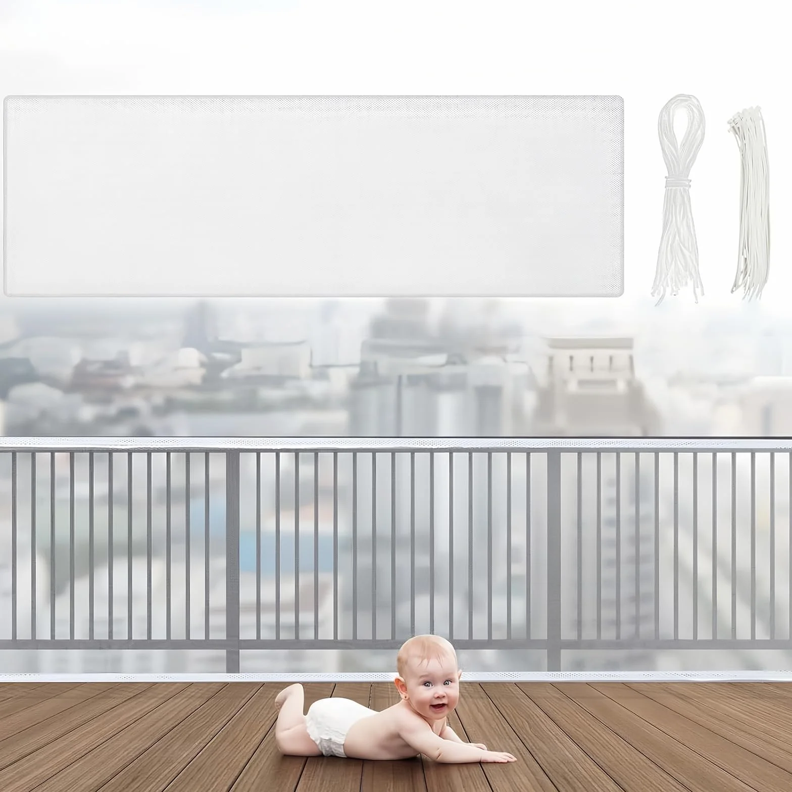 Siatka zabezpieczająca przed dziećmi, 3 m x 79 cm, siatka zabezpieczająca przed dziećmi, balkon, ochrona schodów, dzieci, zwierzęta domowe, zabawka (biała, 3 m x 79 cm)