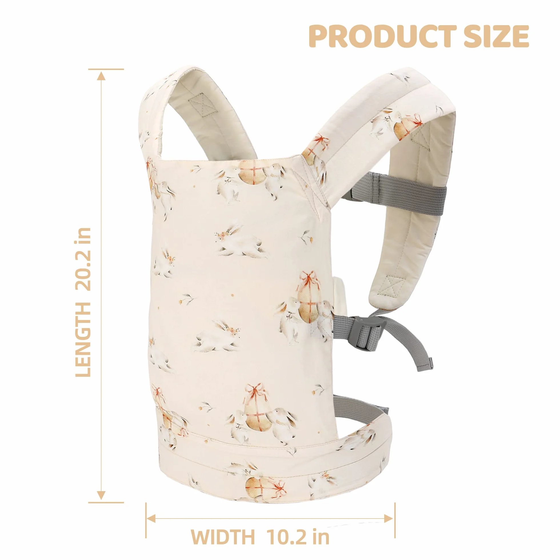 Miracle Baby Nosidełko dla lalek dla dzieci, noszenie z przodu i z tyłu z regulowanymi paskami dla dziewczynek, zabawka puchowa Nosidełko dla lalek Akcesoria dla dzieci, 100% bawełna