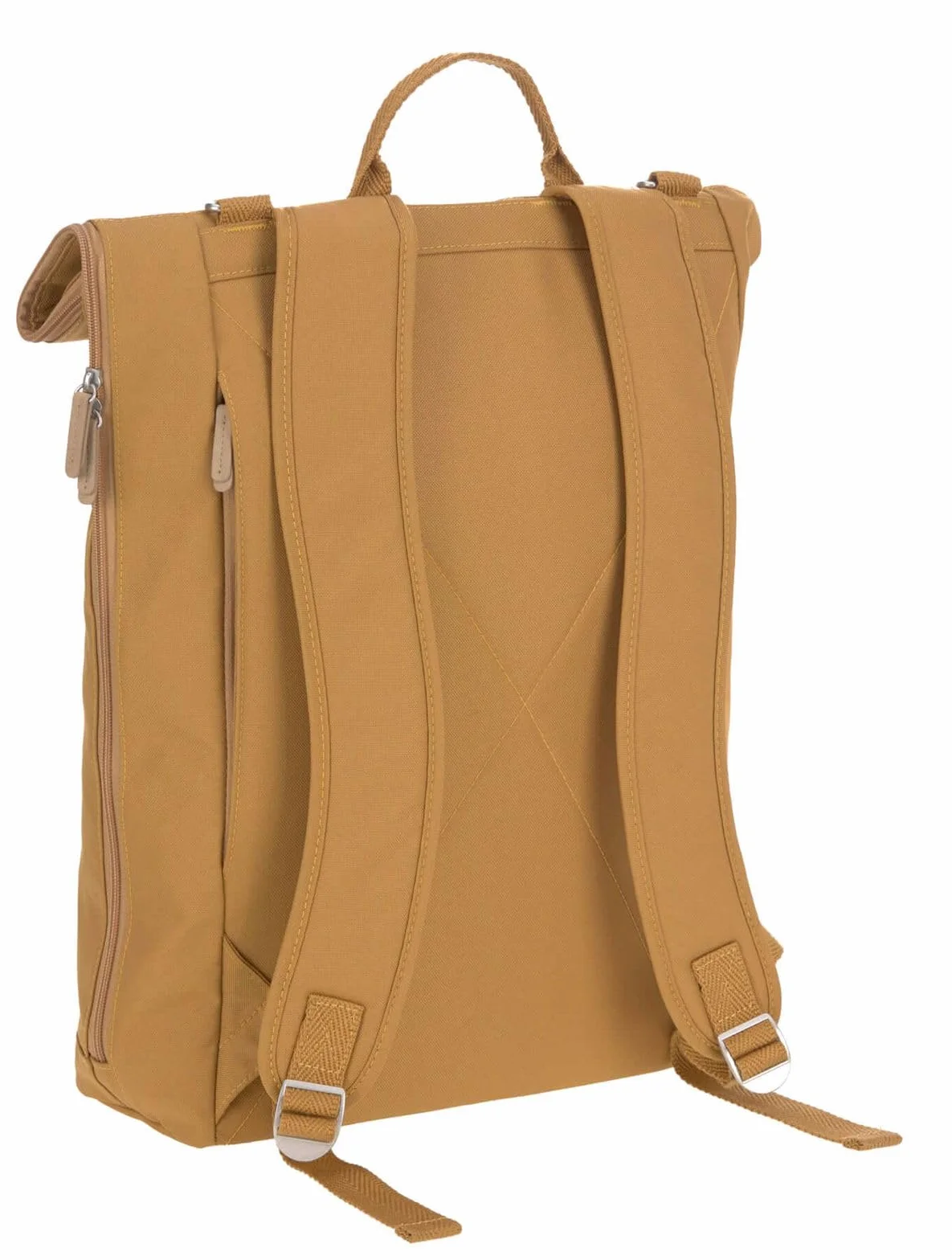 LÄSSIG Torba do przewijania, podkładka do przewijania, mocowanie do wózka dziecięcego, uchwyt na butelki wyprodukowany w sposób zrównoważony/GRE Rolltop Backpack, żółty (Curry)