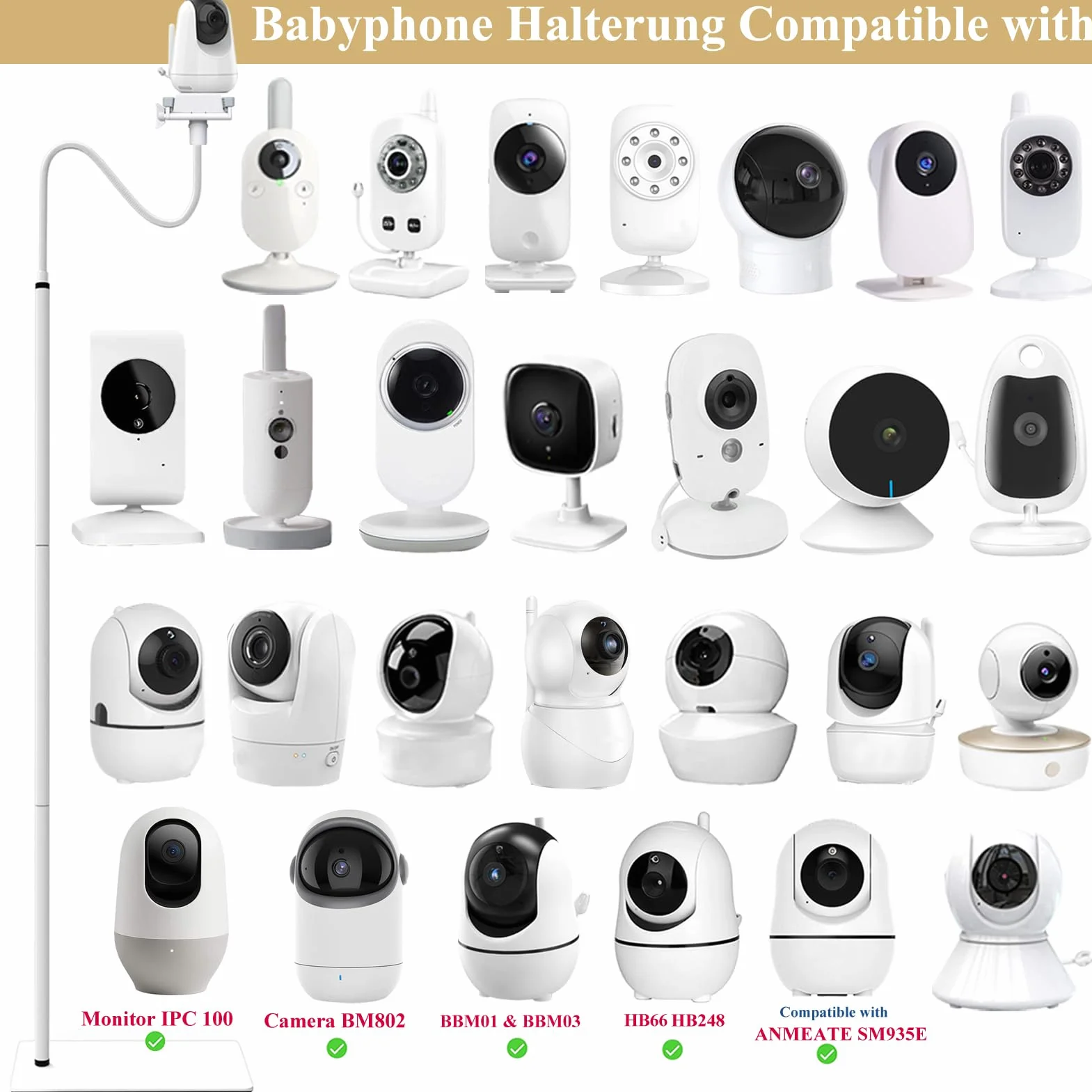 Uchwyt do niani podłogowej Baby Kamera Zgodny z Philips Avent/eufy/GHB/BOIFUN/Hellobaby/NWOUIIAY/TakTark i zgodny z większością kamer do niani elektronicznych