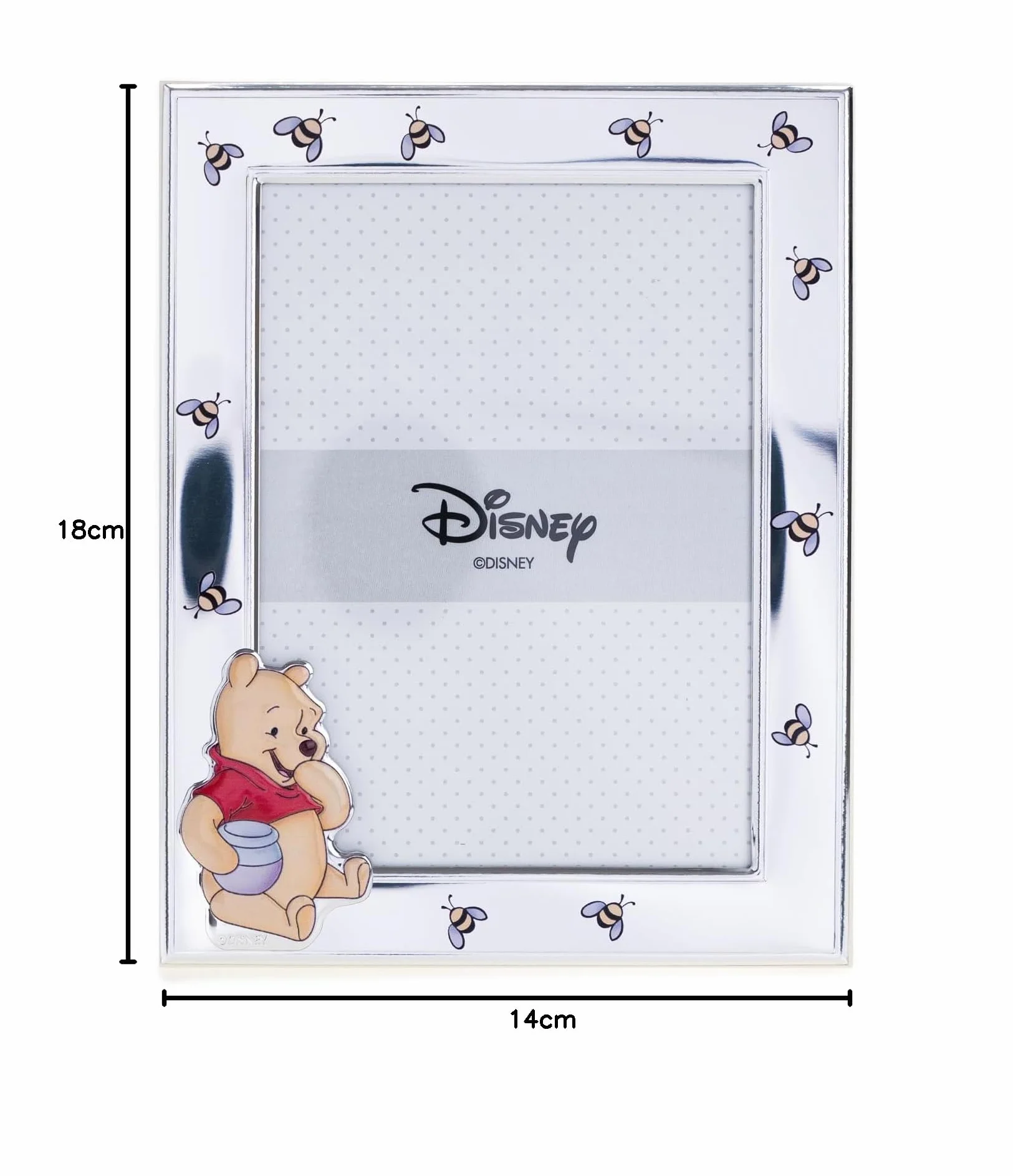 VALENTI & CO. – Disney Baby – Kubuś Puchatek – Srebrna ramka na zdjęcia dla dzieci, pomysł na chrzest, narodziny lub urodziny (9x13 cm)